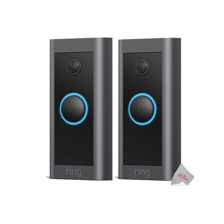 2x Ring 1080p Wired HD Video Doorbell Black