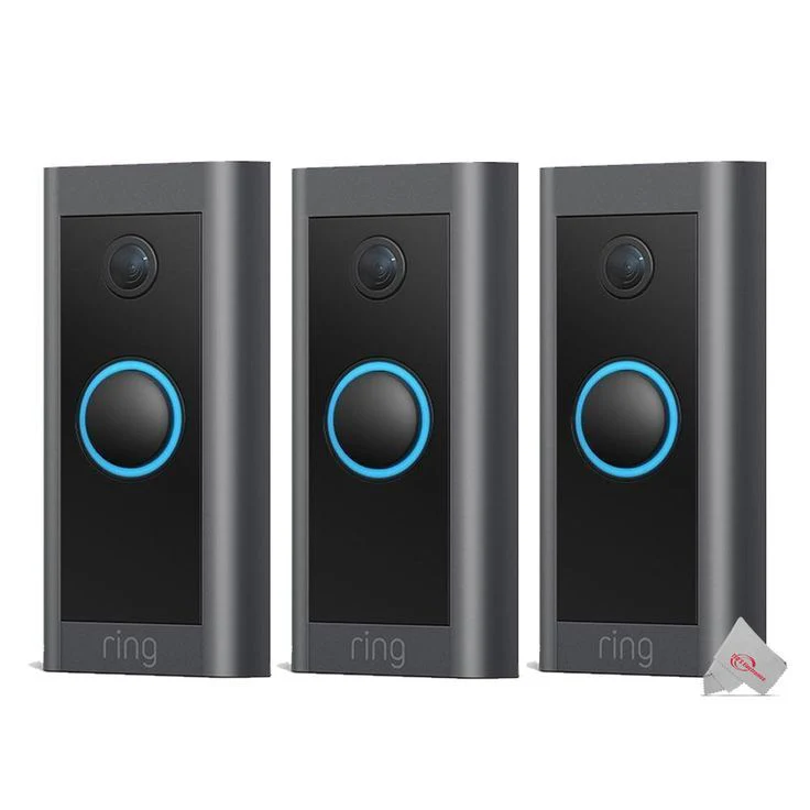 3x Ring 1080p Wired HD Video Doorbell Black