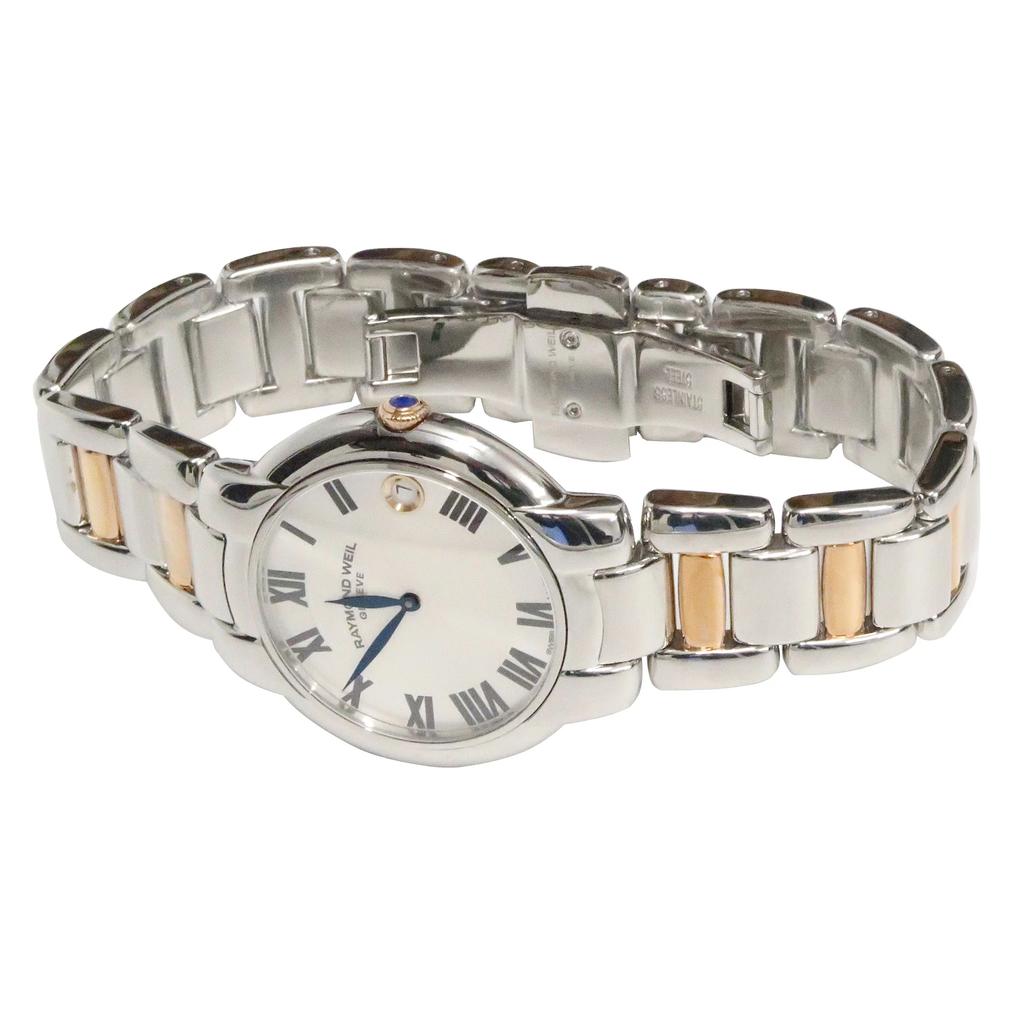USED Raymond Weil Womens Jasmine Stainless Steel with Rose Gold PVD links Silver Dial Watch 5235-S5-01659 - Image 2
