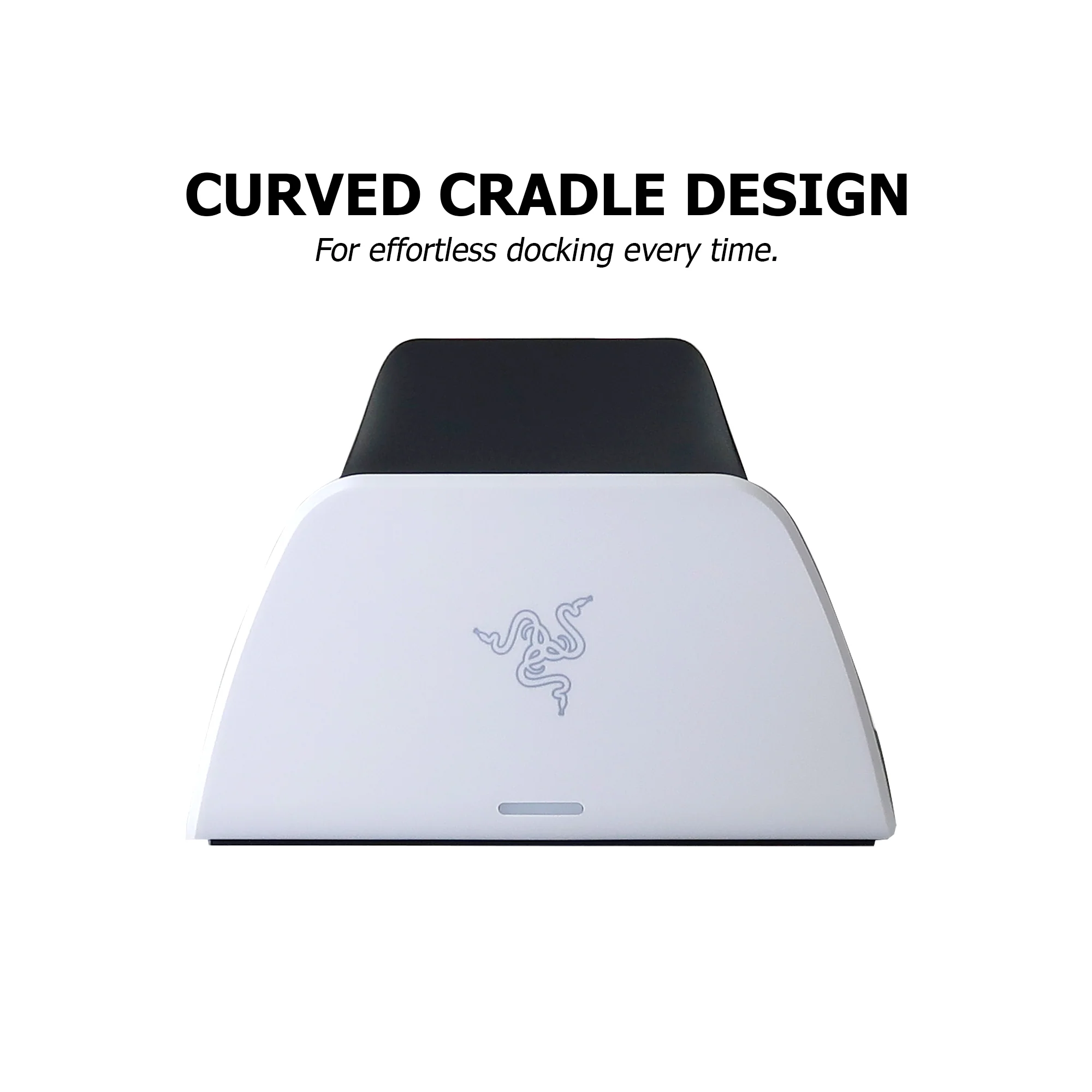 Razer Quick Charging Stand for PlayStation 5: Charge - Curved Cradle Design Matches PS5 DualSense Wireless Controller One-Handed Navigation USB Powered White (Controller Sold Separately) - Image 3