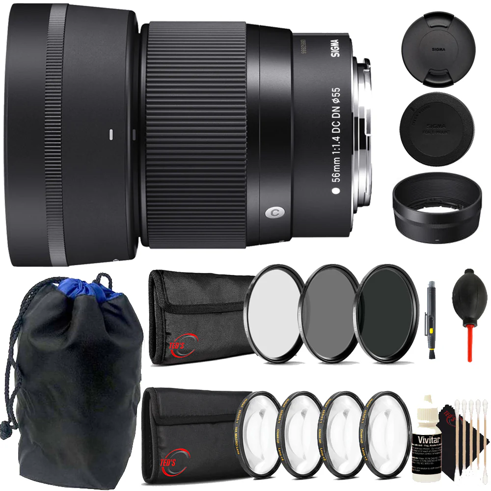 Sigma 56mm f/1.4 DC DN Contemporary Lens for Canon EF-M with Filter Accessory Kit