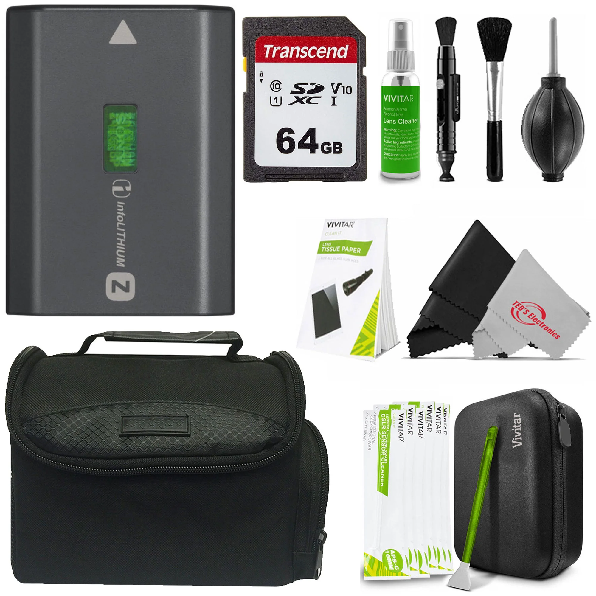 NEW Sony NP-FZ100 Rechargeable Lithium-Ion Battery with All You Need Accessory Bundle for Sony Alpha A7 V IV II A7R A9 A6600 A7C