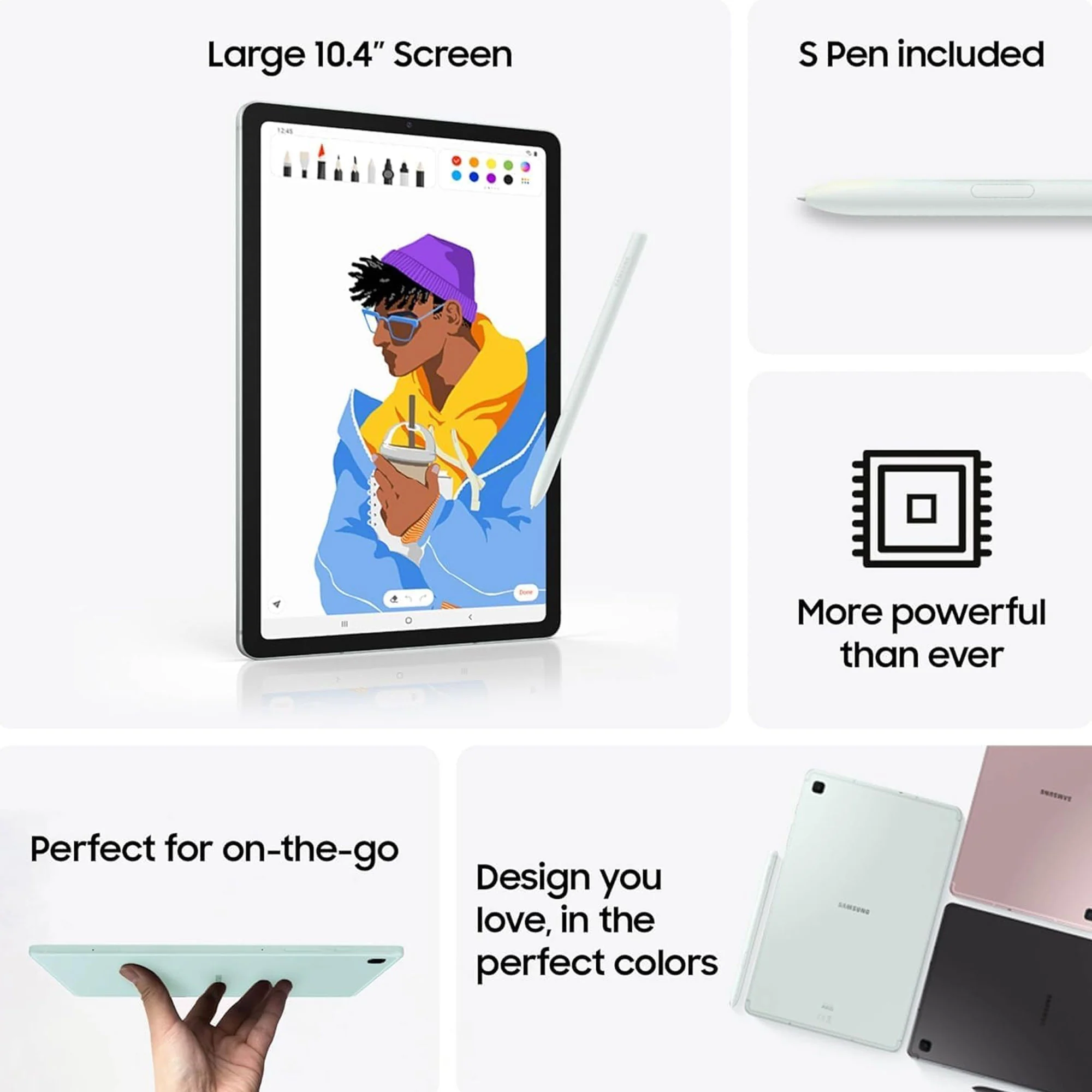 Samsung Galaxy Tab S6 Lite (2024) 10.4" 64GB WiFi Tablet, S Pen Included, Chiffon Pink with 10.4" Tablet Case - Image 4