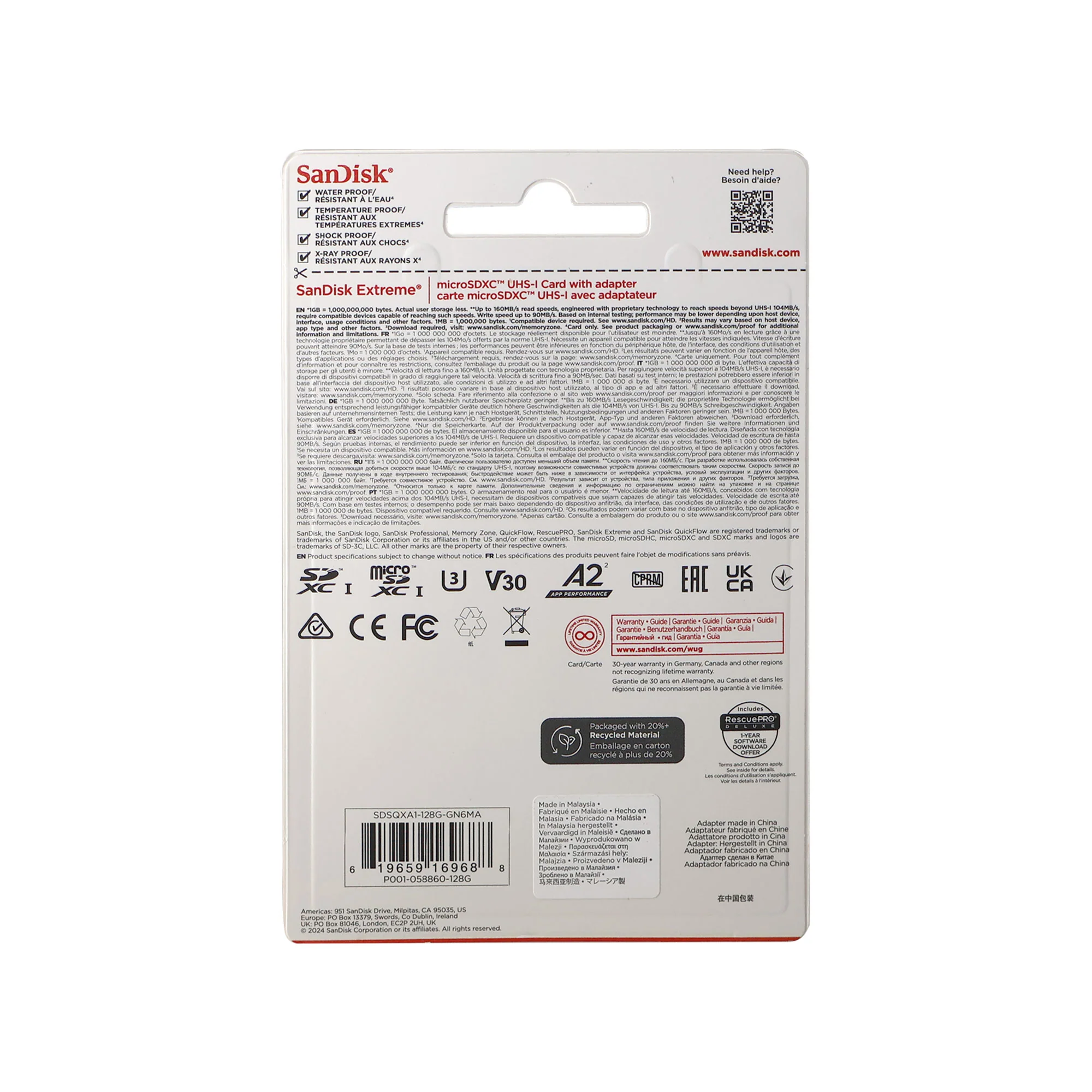 SanDisk 128GB Extreme microSDXC UHS-I Memory Card with Adapter - Up to 160MB/s - Image 2
