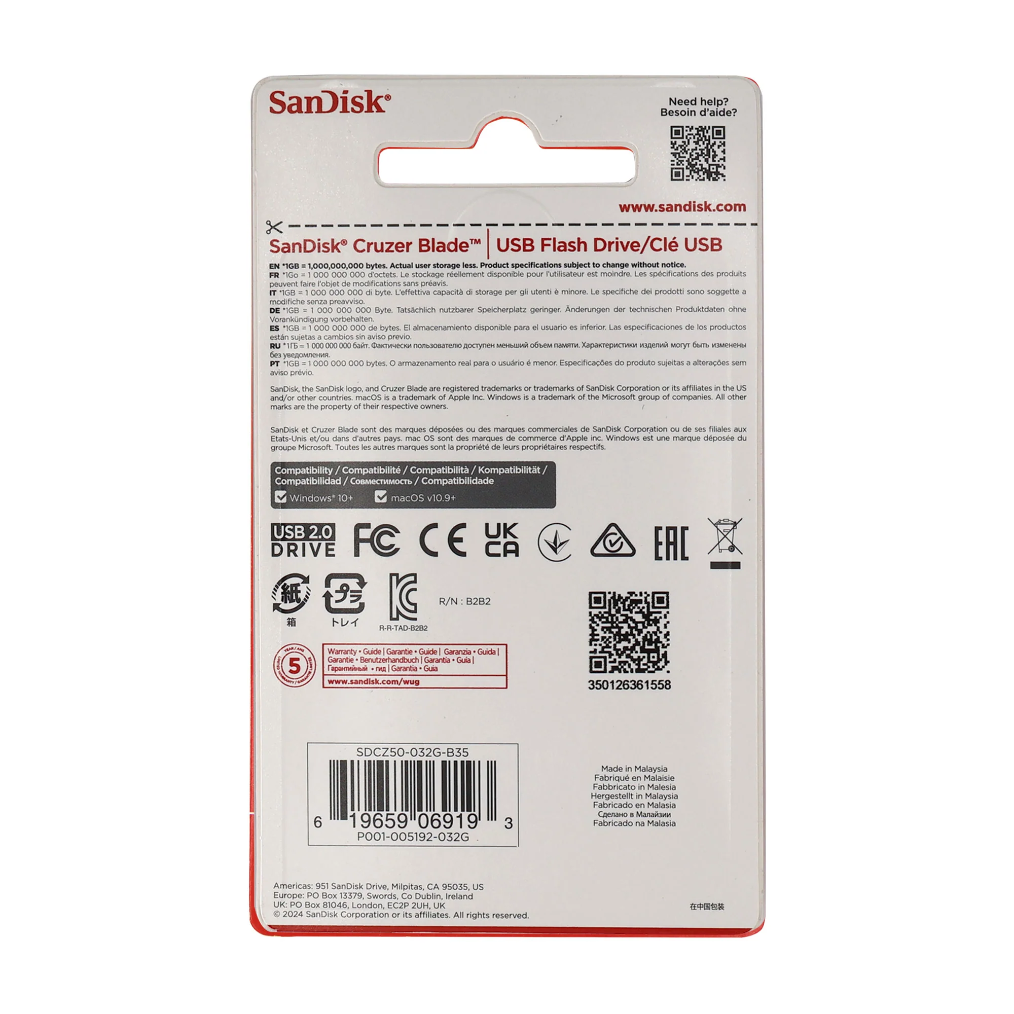 SanDisk Cruzer Blade USB Flash Drive - 32GB (Red) - Image 2