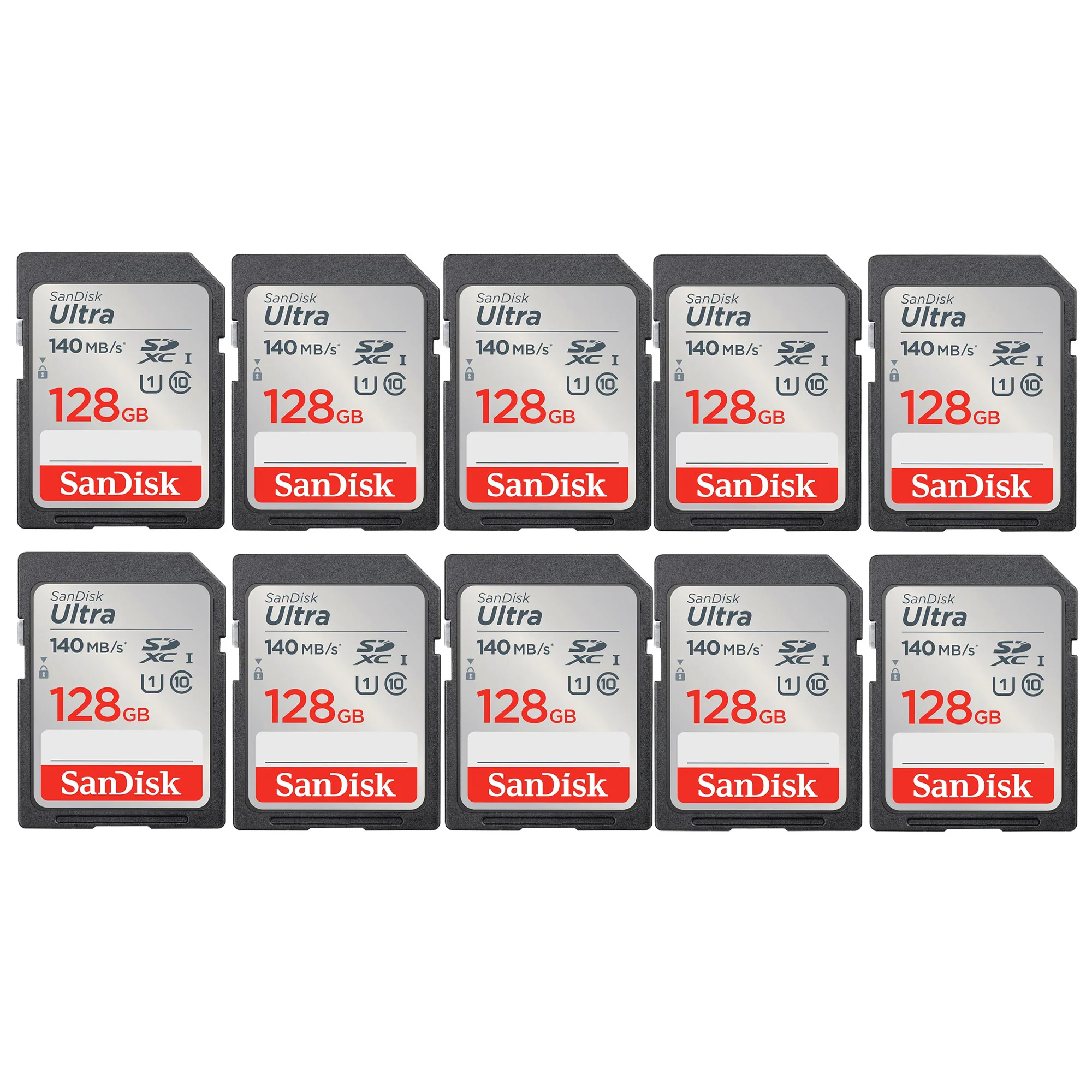 Sandisk Ultra 128GB SDXC UHS-I Class 10 Memory Card - 10 Pack