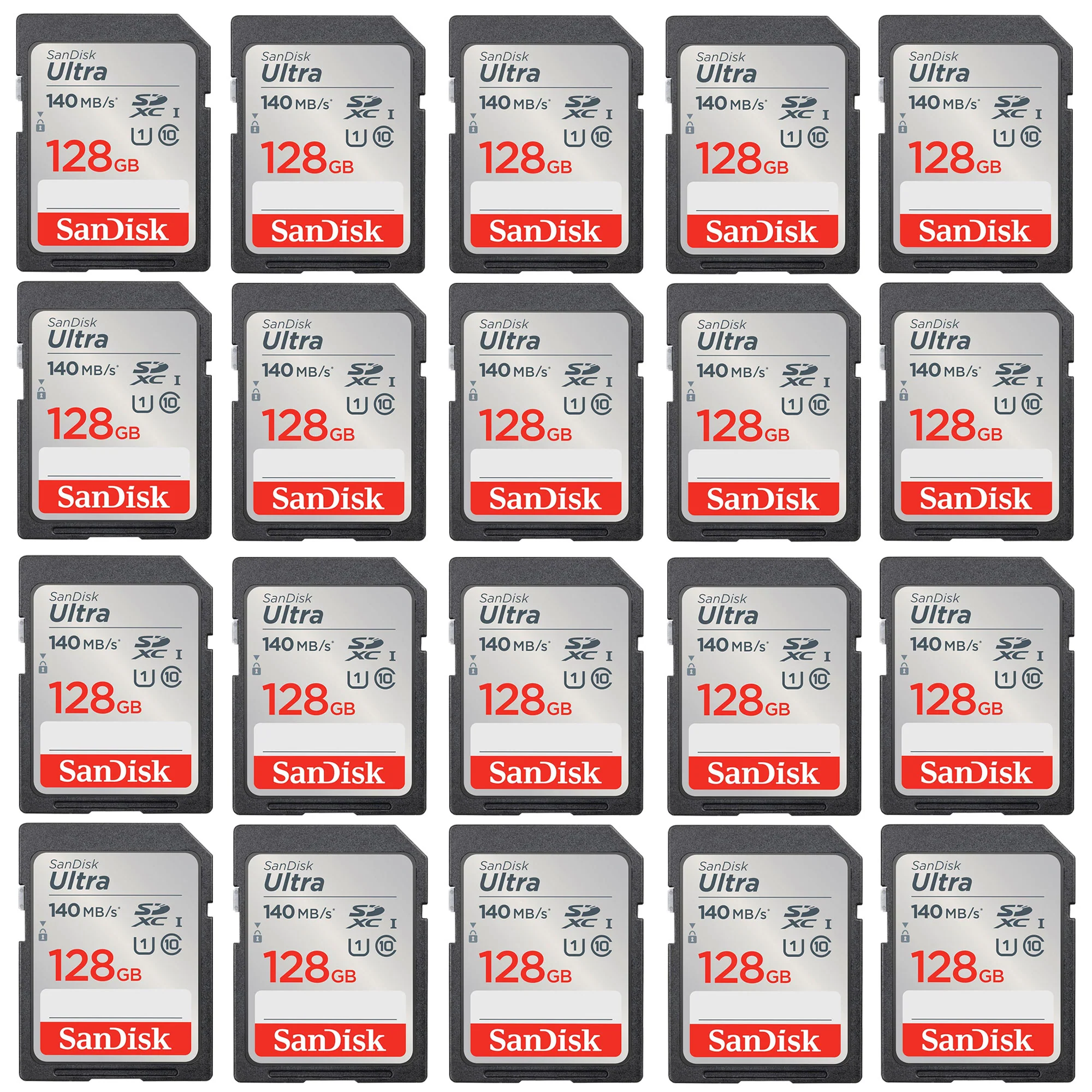 Sandisk Ultra 128GB SDXC UHS-I Class 10 Memory Card - 20 Pack