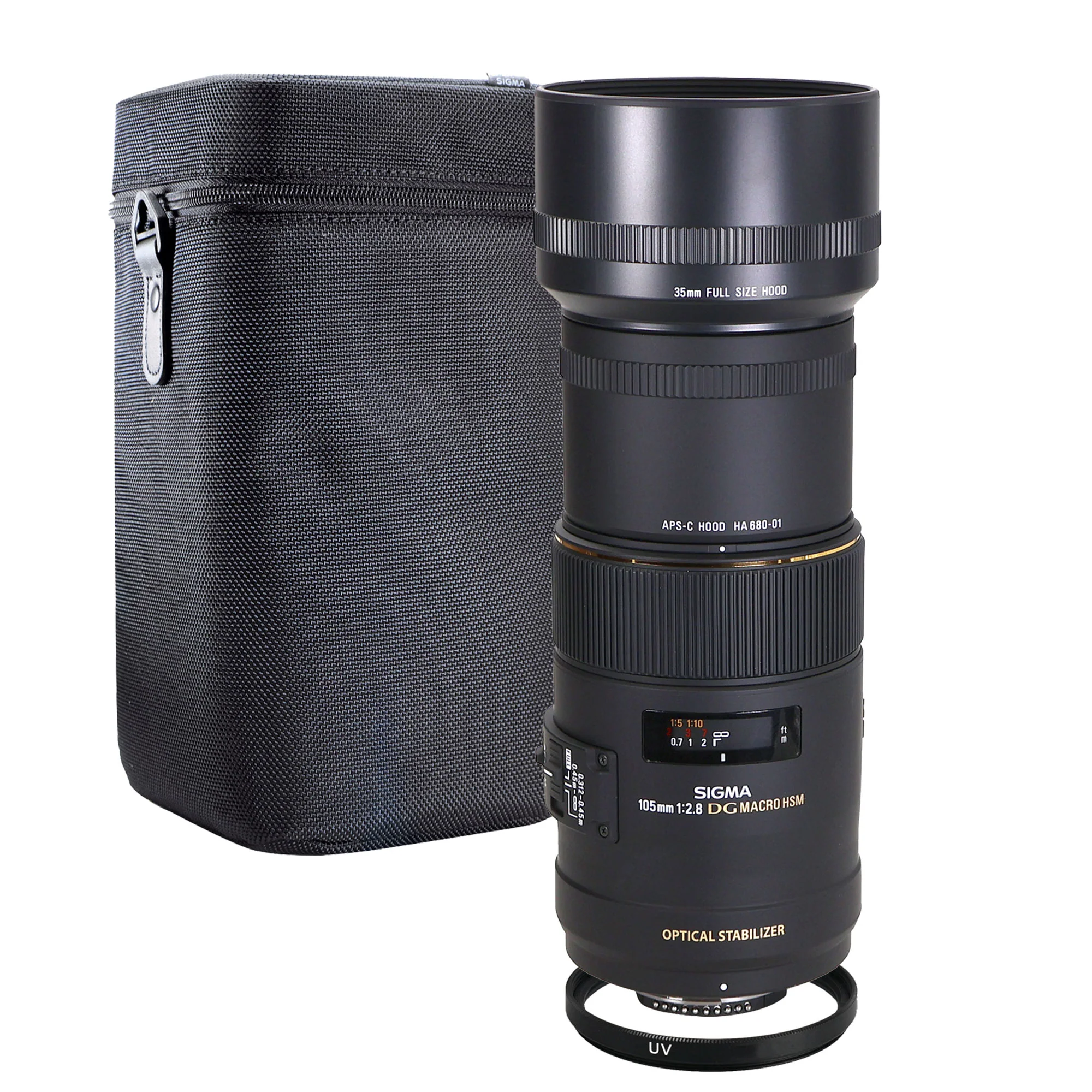 Sigma 105mm F2.8 EX DG OS HSM Macro Lens for Nikon DSLR Camera + 62mm UV Filter