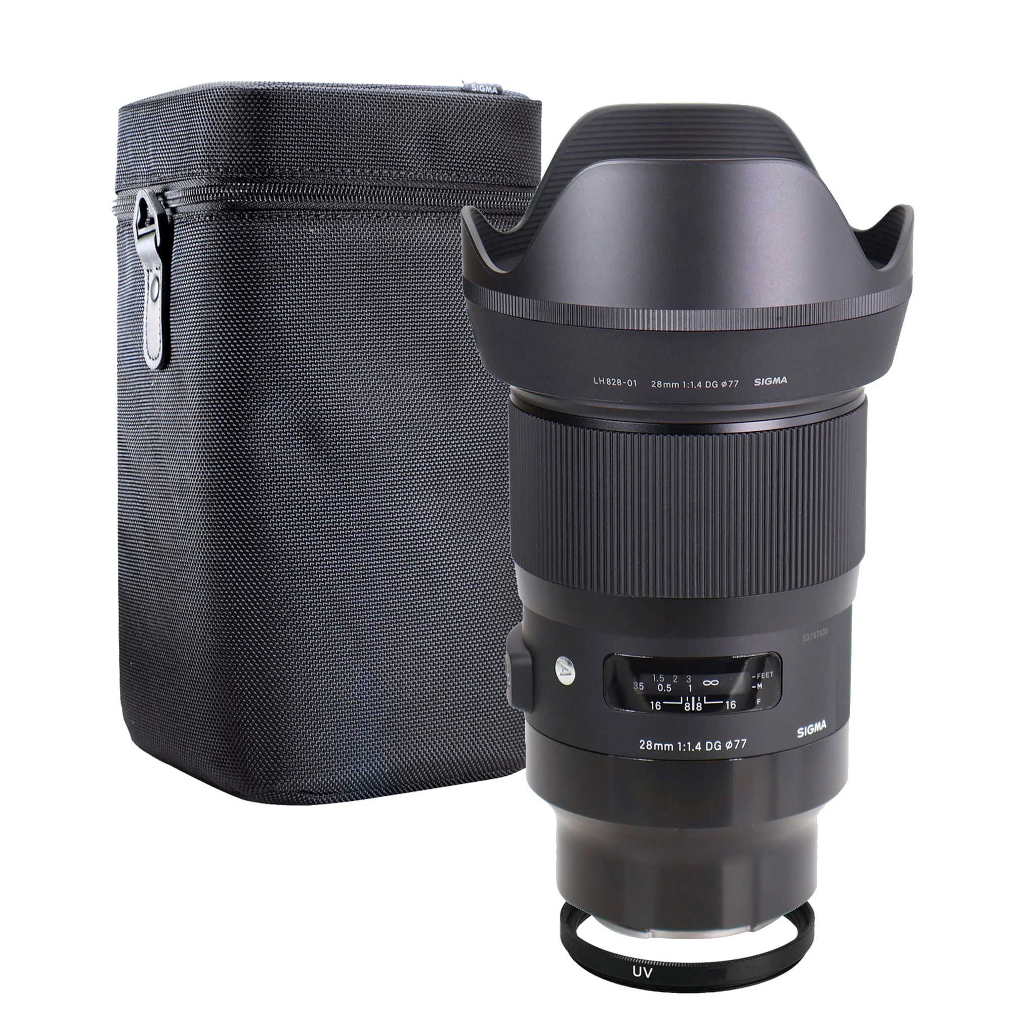 Sigma 28mm f/1.4 DG HSM Art Lens (Sony E) with 77mm Digital HD UV Filter