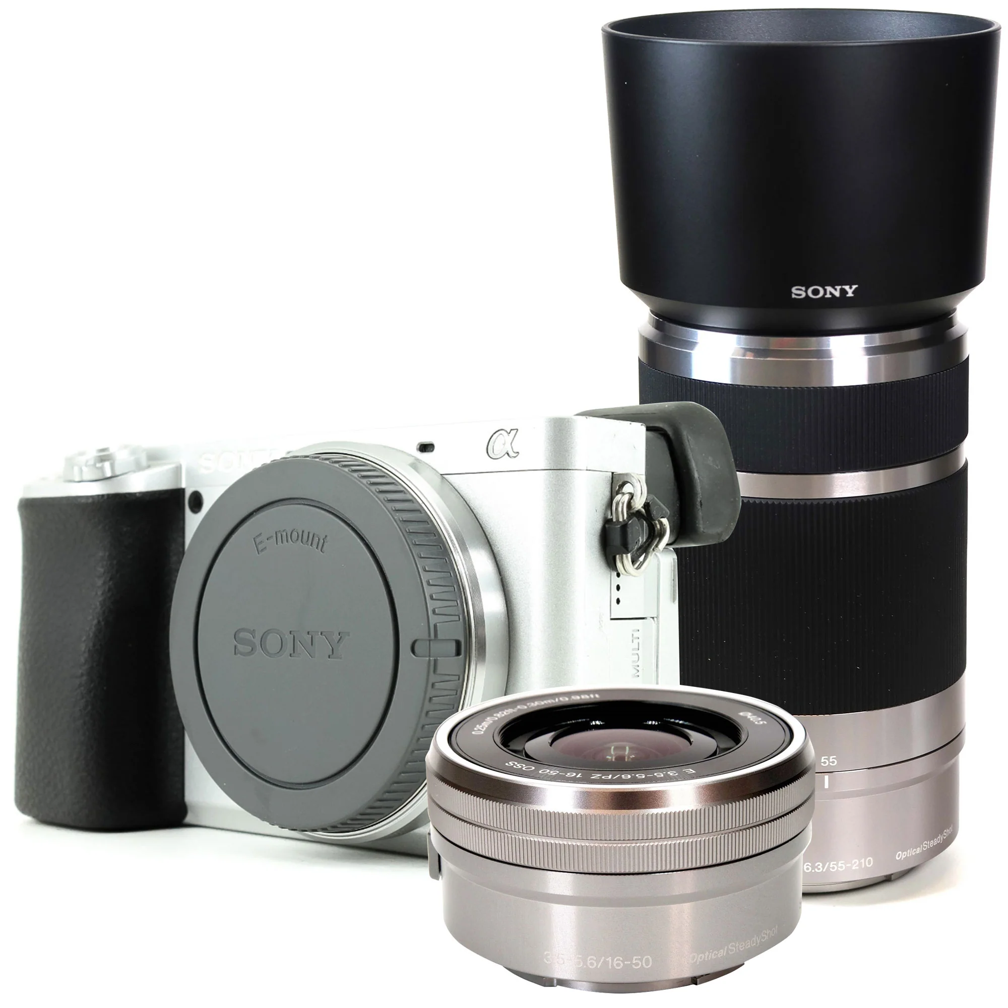 Sony a6100 Mirrorless Digital Camera White with 16-50mm and Sony E 55-210mm OSS Lens