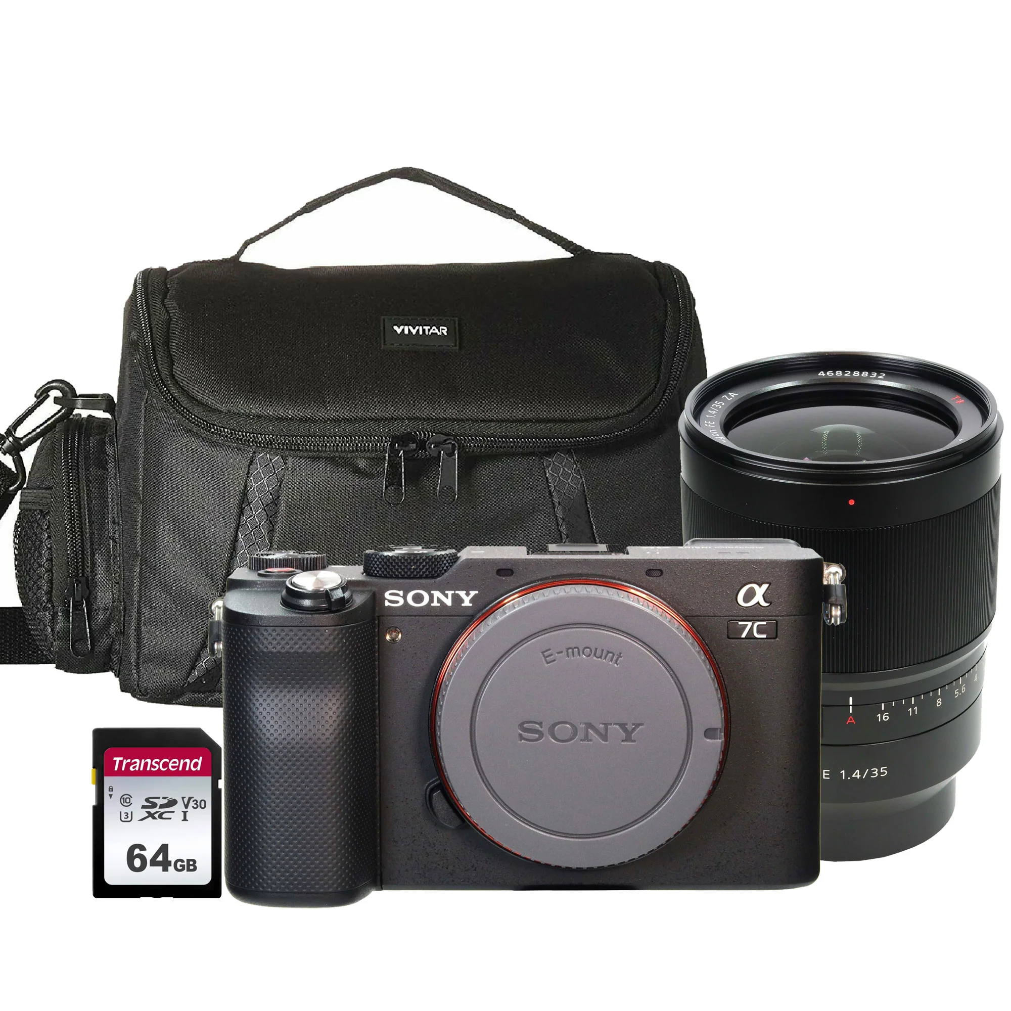 Sony Alpha a7C Full-Frame Mirrorless Camera Black with Sony Distagon T* FE 35mm f/1.4 ZA Lens Accessory Bundle