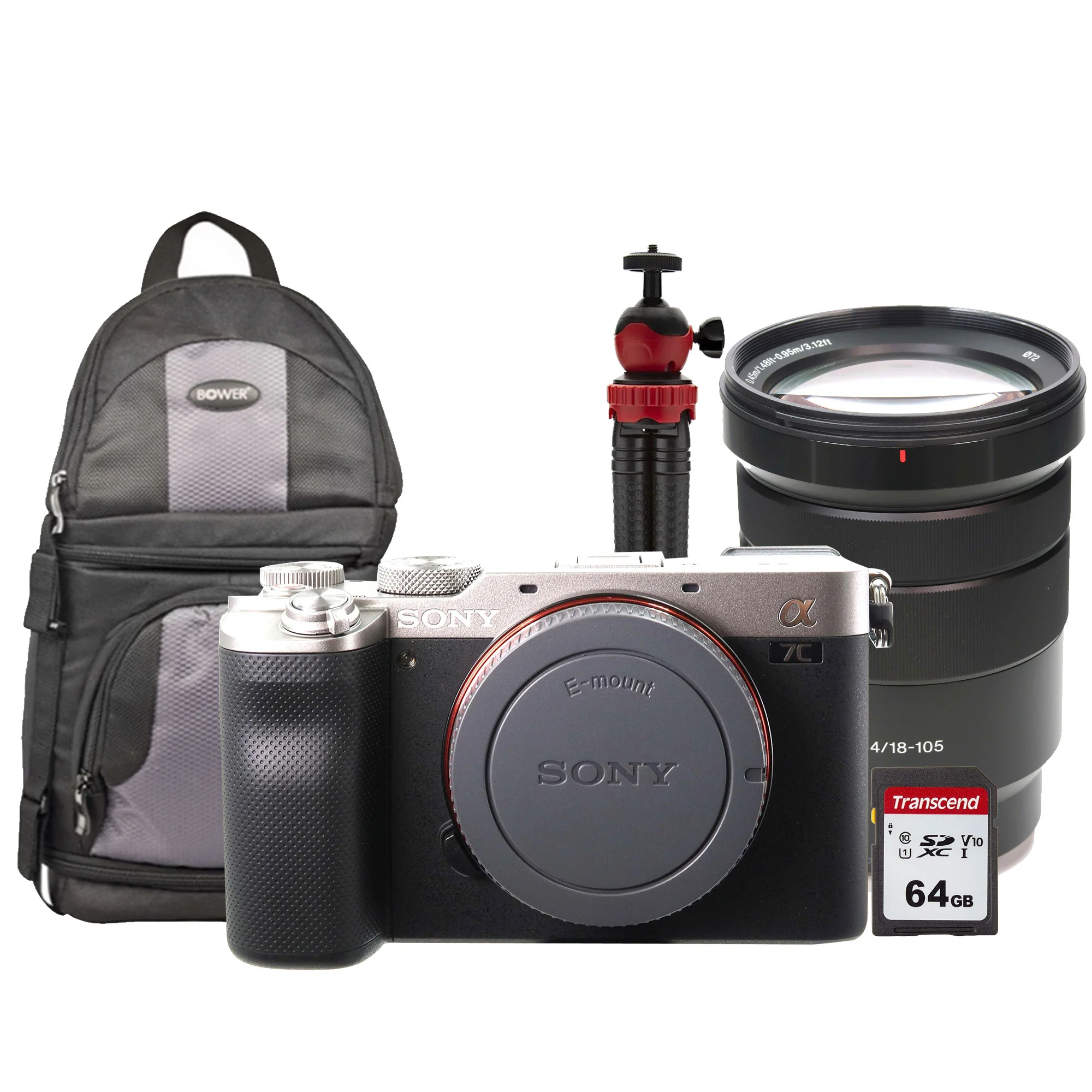 Sony Alpha a7C Full-Frame Mirrorless Camera Silver with Sony E PZ 18-105mm f/4 G OSS Lens Accessory Kit