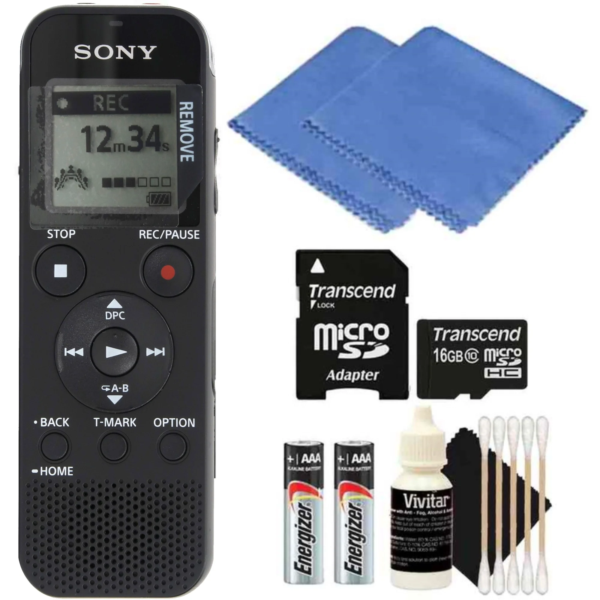 Sony ICD-PX470 Stereo Digital Voice Recorder with 16GB Cleaning Kit