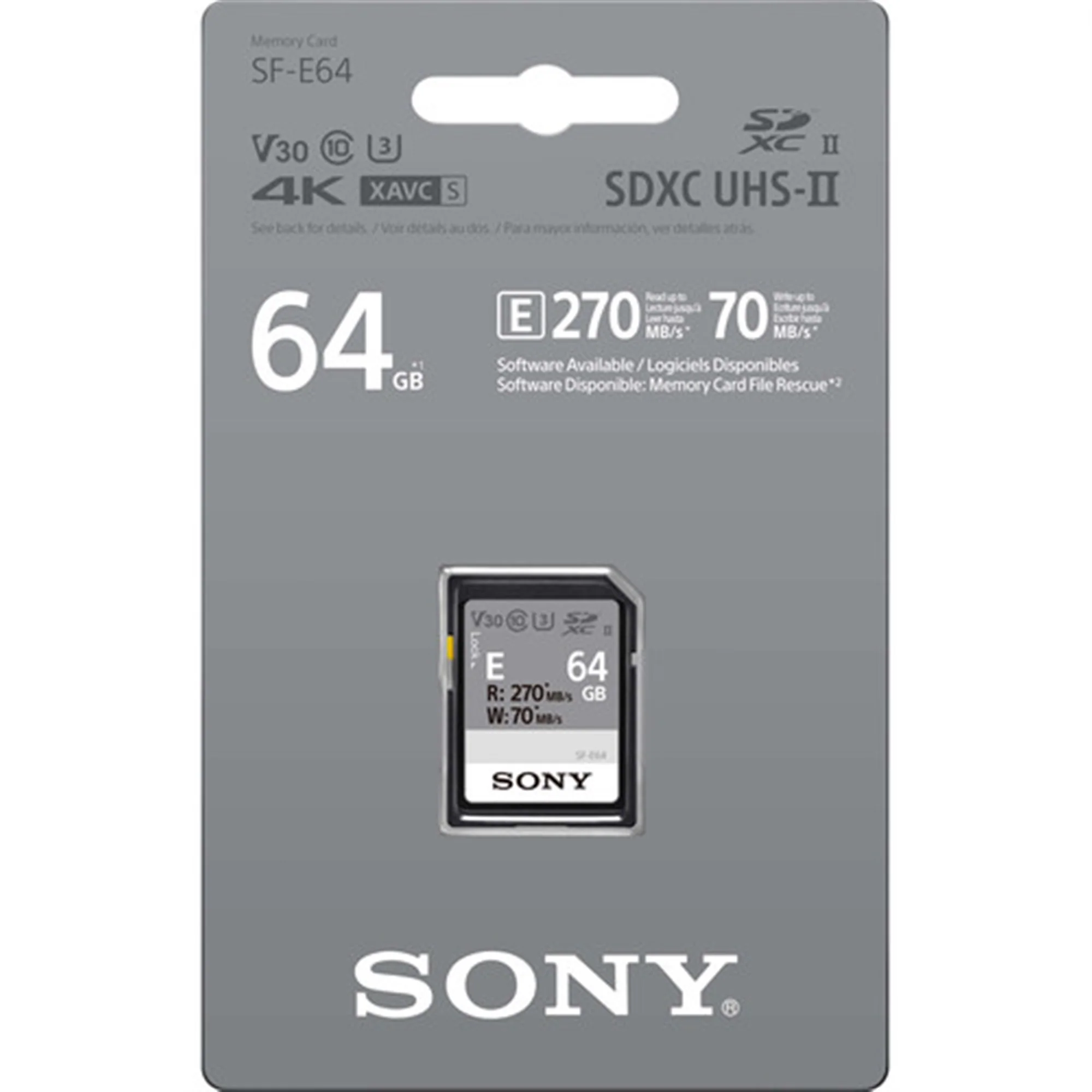 Sony 64GB SF-E Series UHS-II Class 10 V30 U3 Read Speed 270 MB/s Write Speed 70 MB/s SDXC Memory Card - 2 Count - Image 3