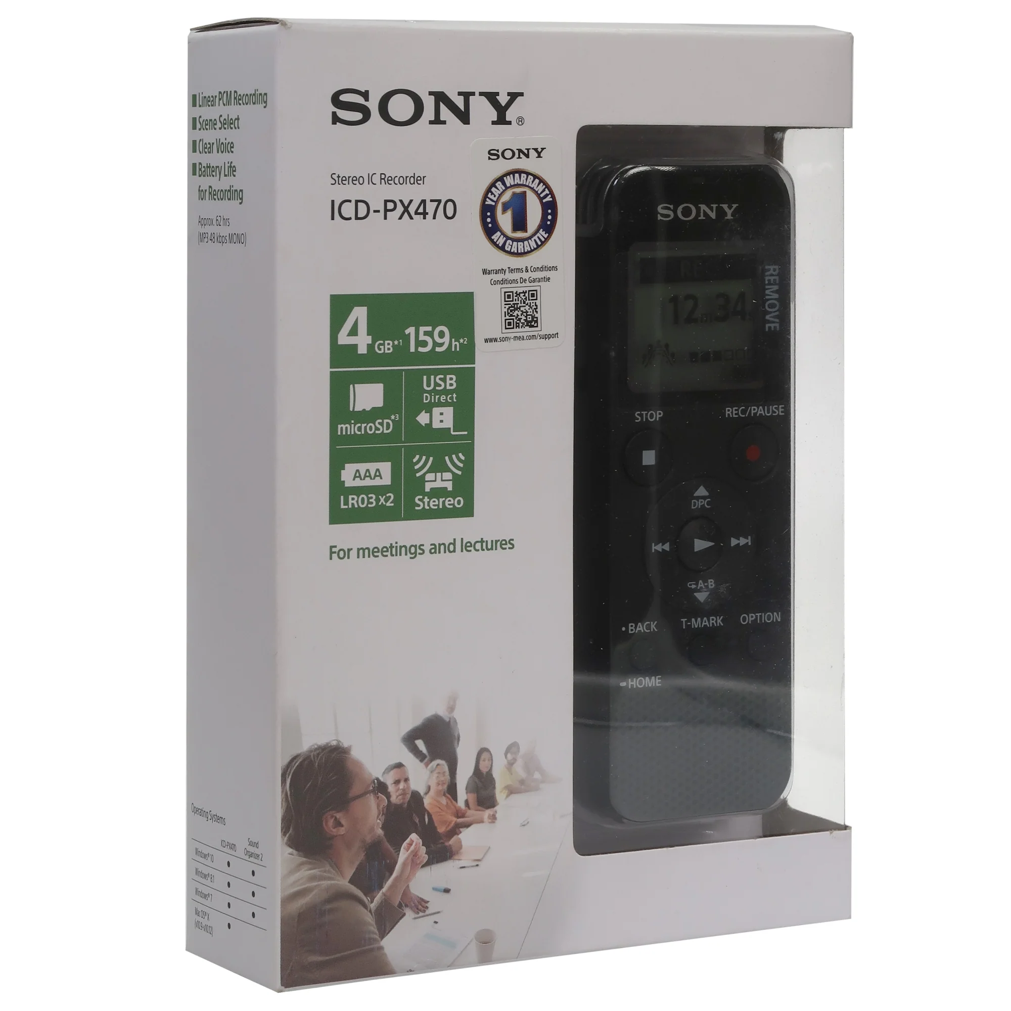 Sony ICD-PX470 Stereo Digital Voice Recorder with Built-in USB Voice Recorder - Image 5