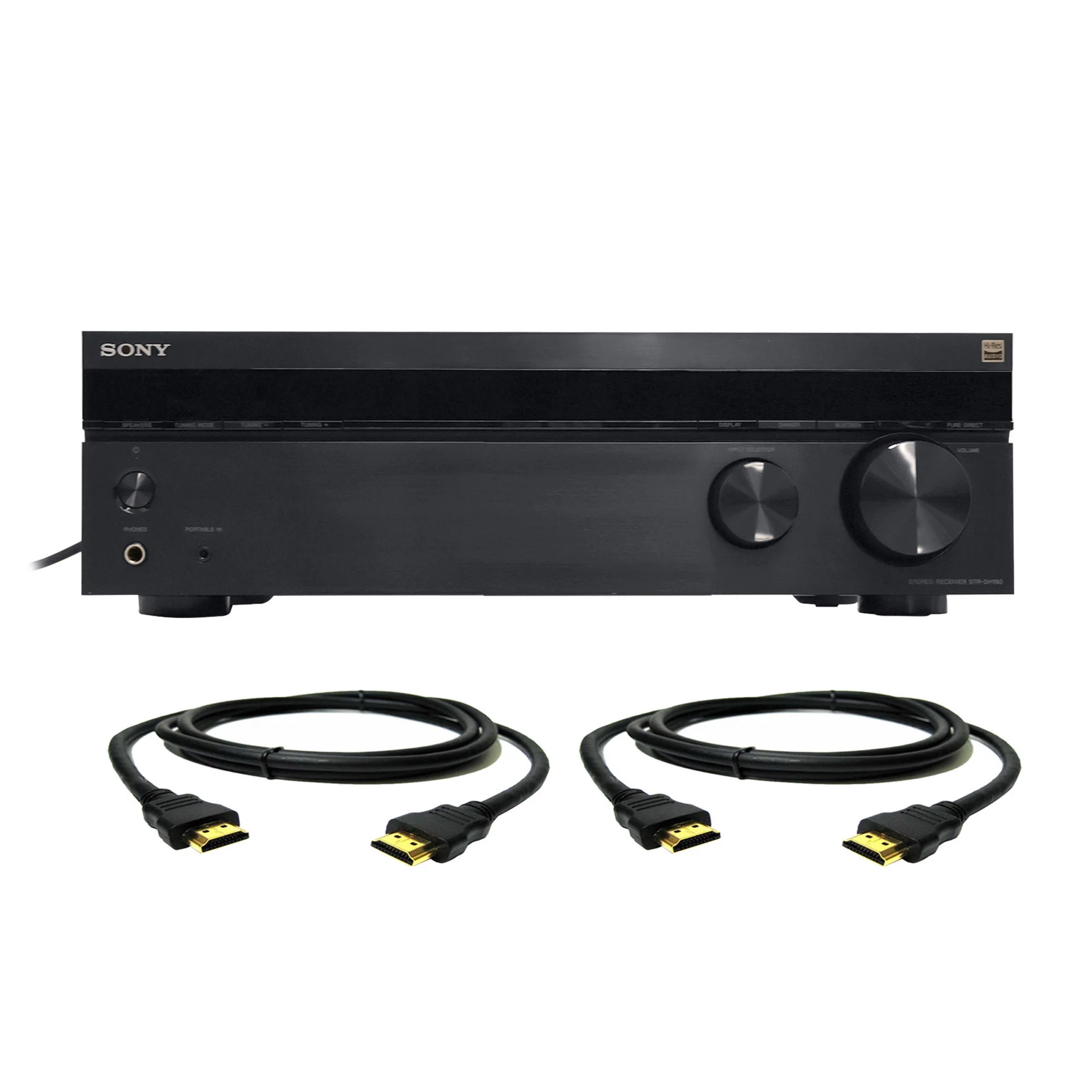 Sony STR-DH190 2-Channel Stereo Receiver Bluetooth with 2x 6ft HDMI Cables