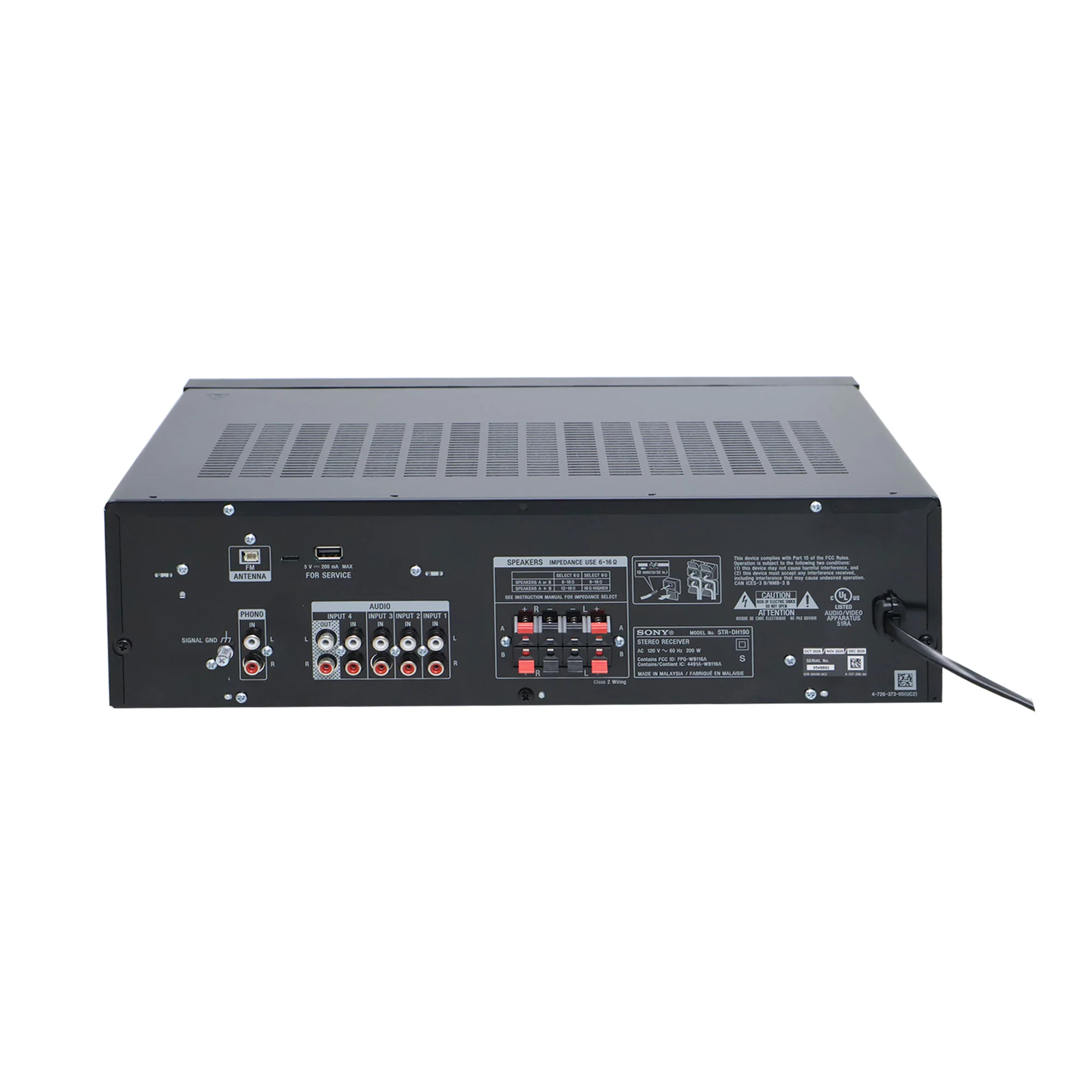 Sony STR-DH190 2-Channel Stereo Receiver Bluetooth with 2x 6ft HDMI Cables - Image 5