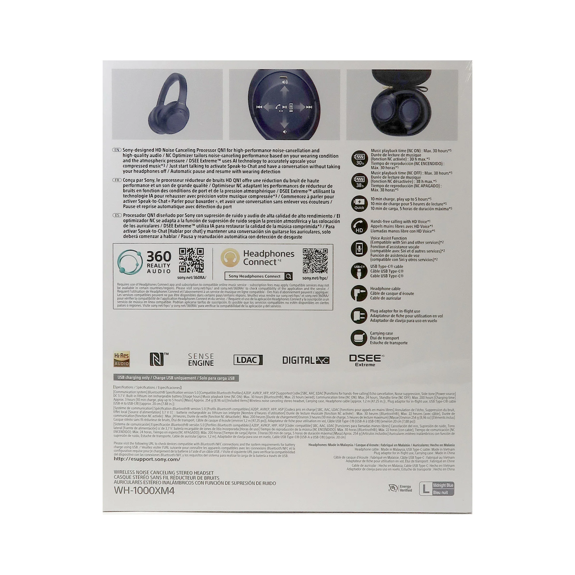Sony - WH-1000XM4 Wireless Noise-Cancelling Over-the-Ear Headphones - Midnight Blue - Image 7