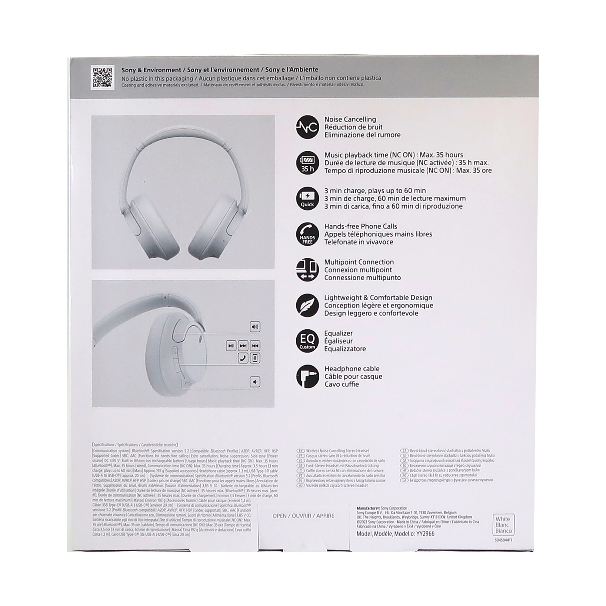 Sony Wireless Over-Ear Noise-Canceling Headphones WH-CH720N (White) - Image 7