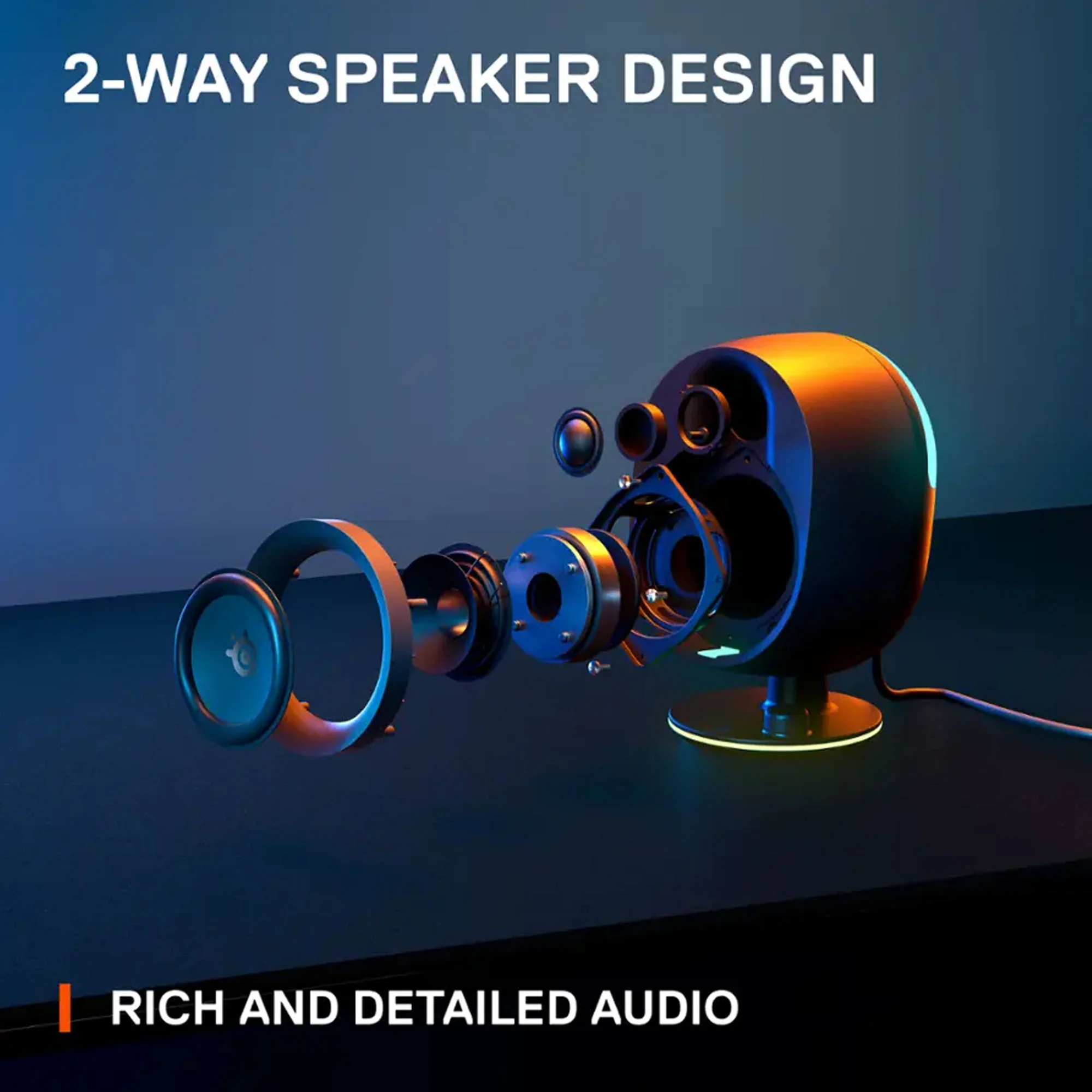 SteelSeries Arena 7 Reactive RGB Illuminated 2.1 Gaming Speakers with Powerful Bass, Subwoofer, and Bluetooth - For PC, PlayStation, Mobile - Image 7