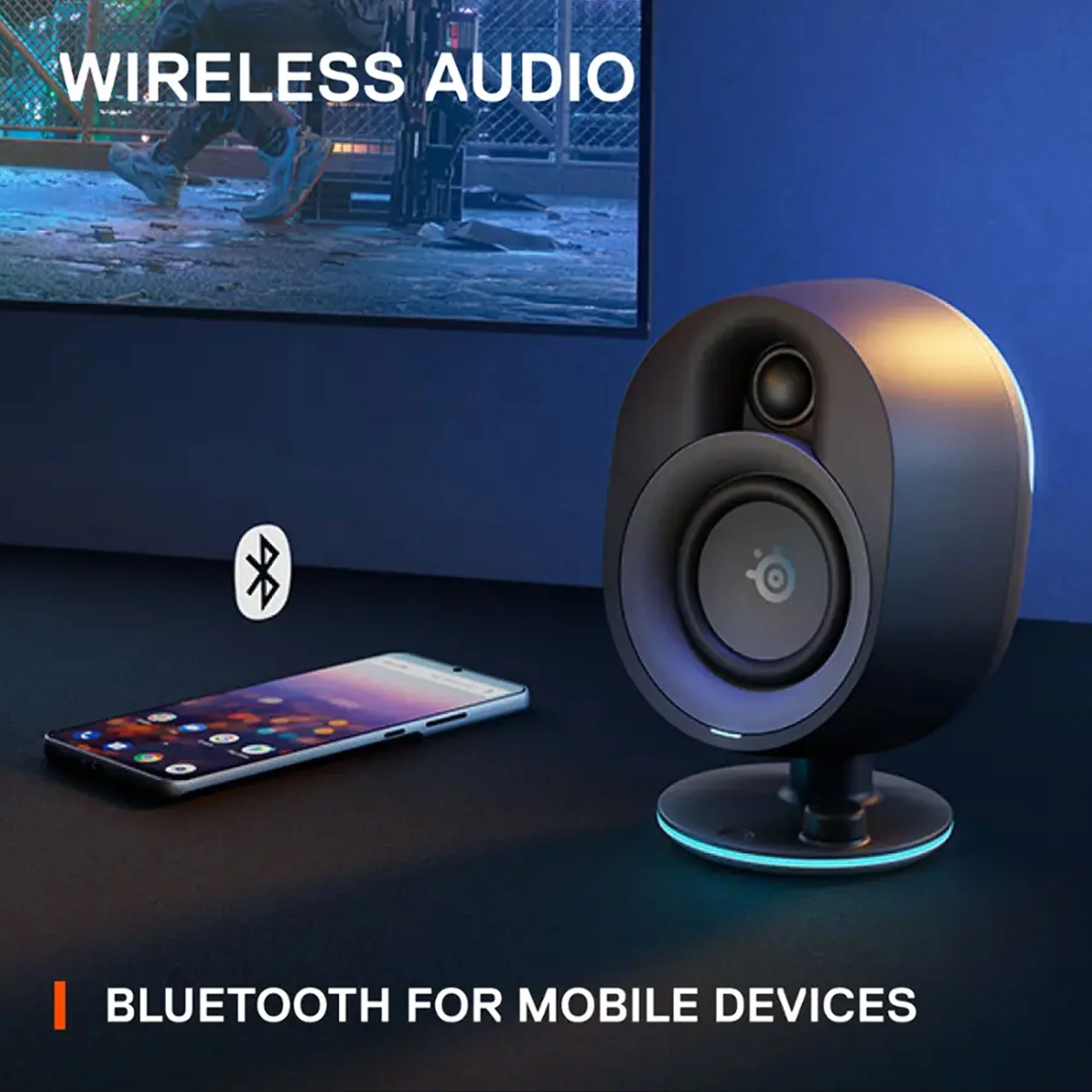 SteelSeries Arena 7 Reactive RGB Illuminated 2.1 Gaming Speakers with Powerful Bass, Subwoofer, and Bluetooth - For PC, PlayStation, Mobile - Image 9