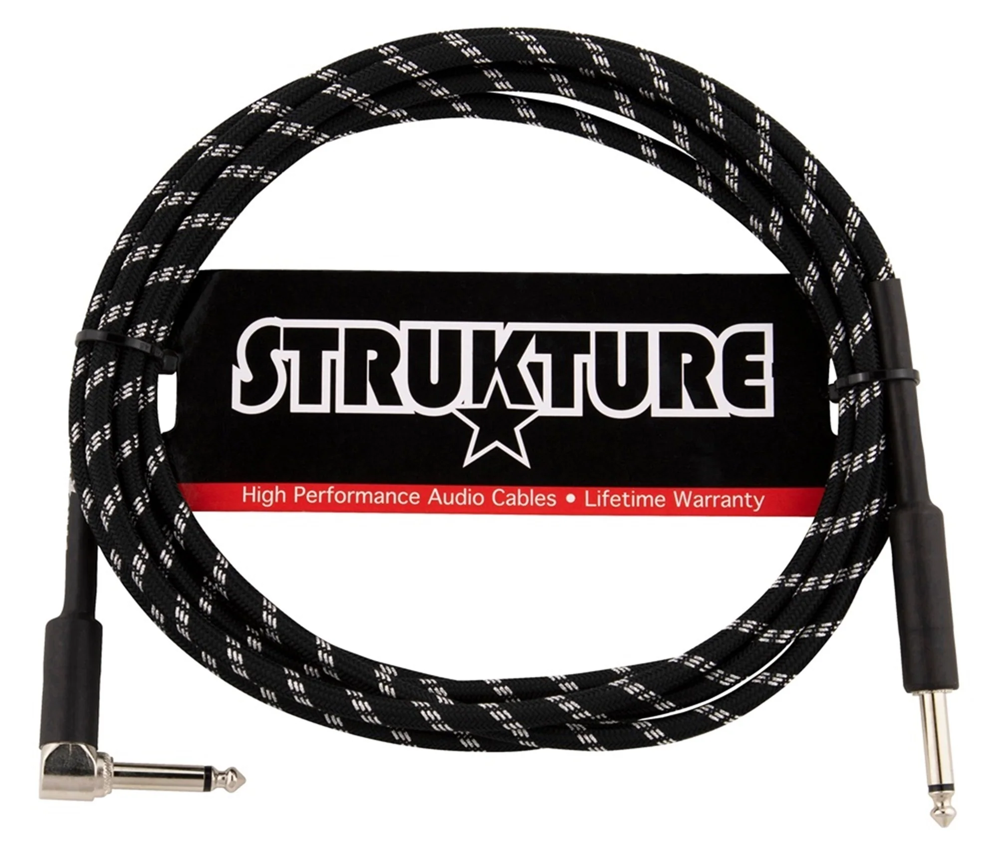 Strukture Instrument Cable 10ft. Right Angle (Black/Silver) - 5 Pack - Image 2