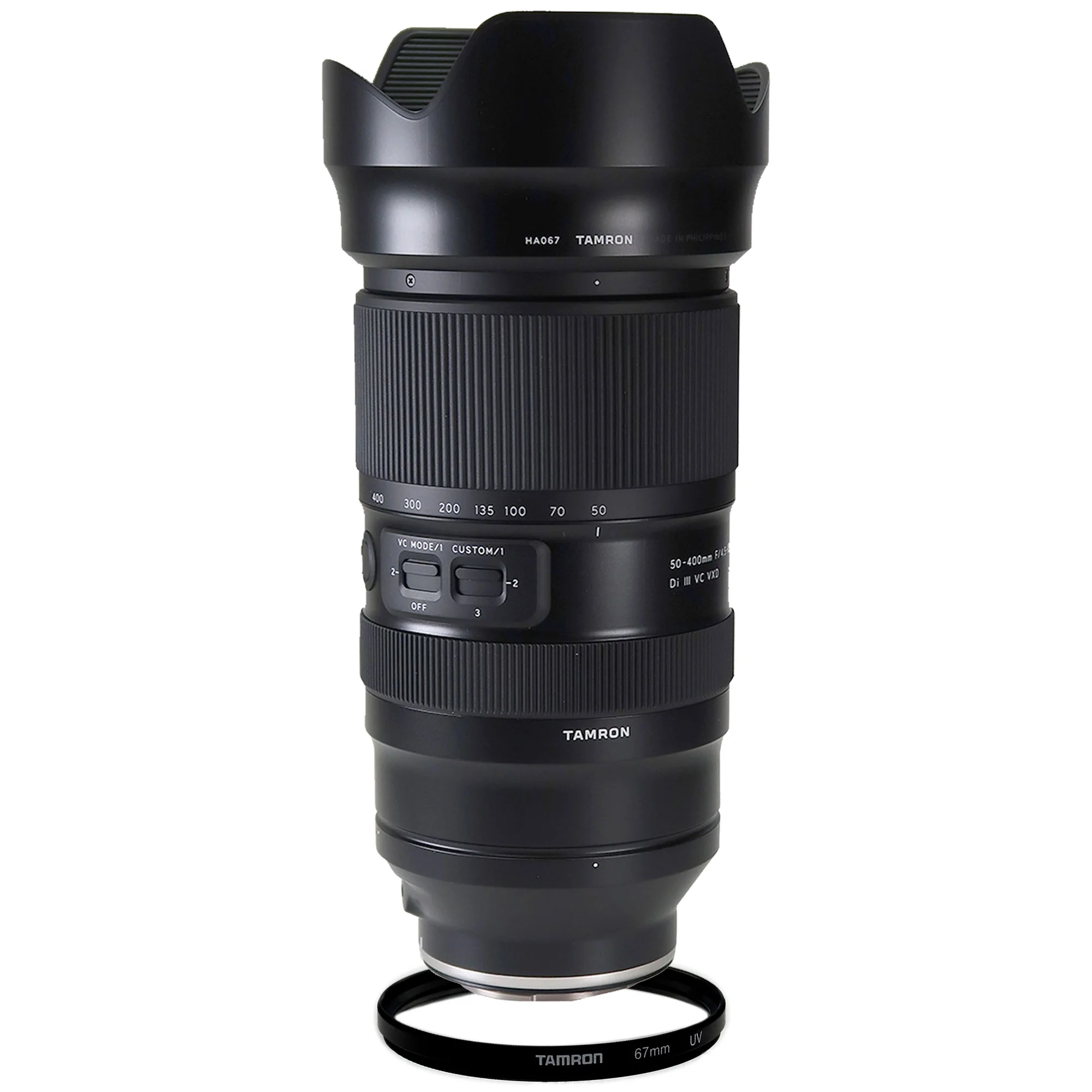 Tamron 50-400mm f/4.5-6.3 Di III VC VXD Lens for Sony E with Tamron 67UV 67mm UV Filter for 67mm Thread Lenses