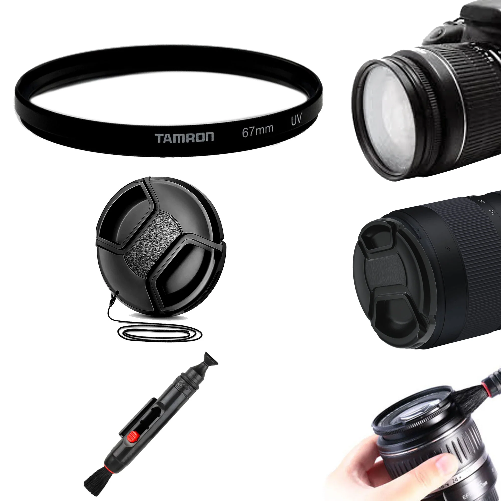 Genuine Tamron 67mm UV Filter with Replacement Snap Cap and Lens Cleaner for Tamron 18-300 f/3.5-6.3 100-400 f/4.5-5.3 Di III-A VC Lenses