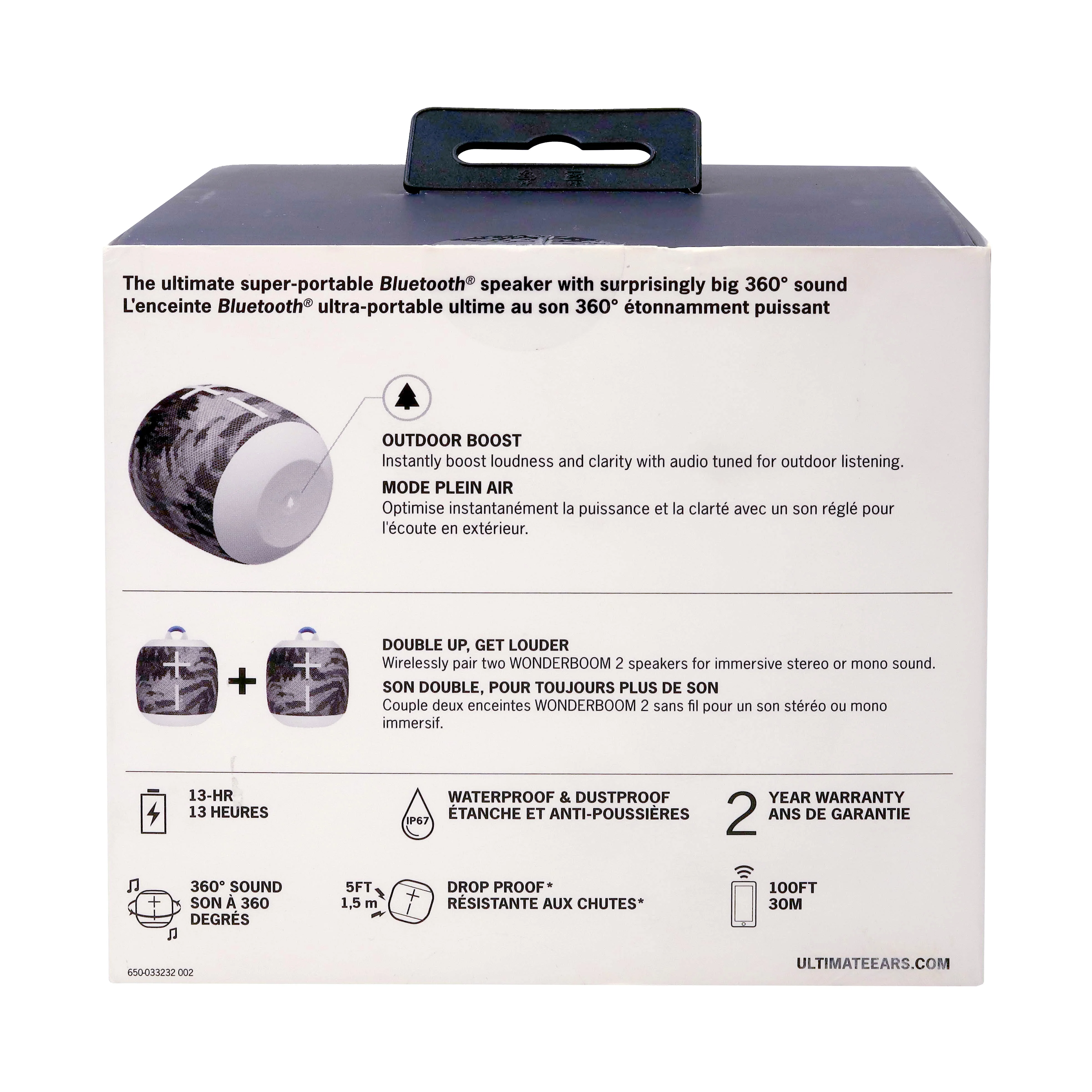 Logitech Ultimate Ears WONDERBOOM 2 Bluetooth Waterproof Jungle Grey Speaker with USB Plug - Image 6