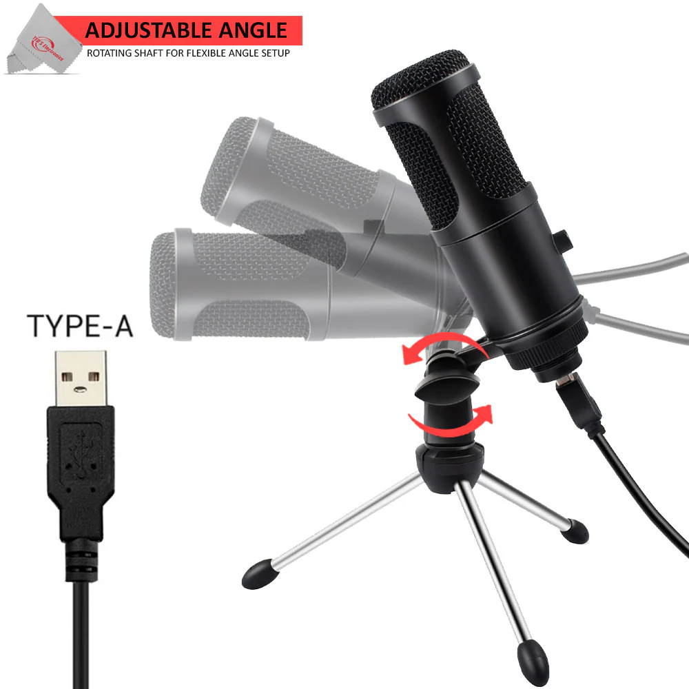 Vivitar Cardioid Condenser Recording USB Microphone Great for Podcasting with Mic Stand and Smartphone Strand - Image 4