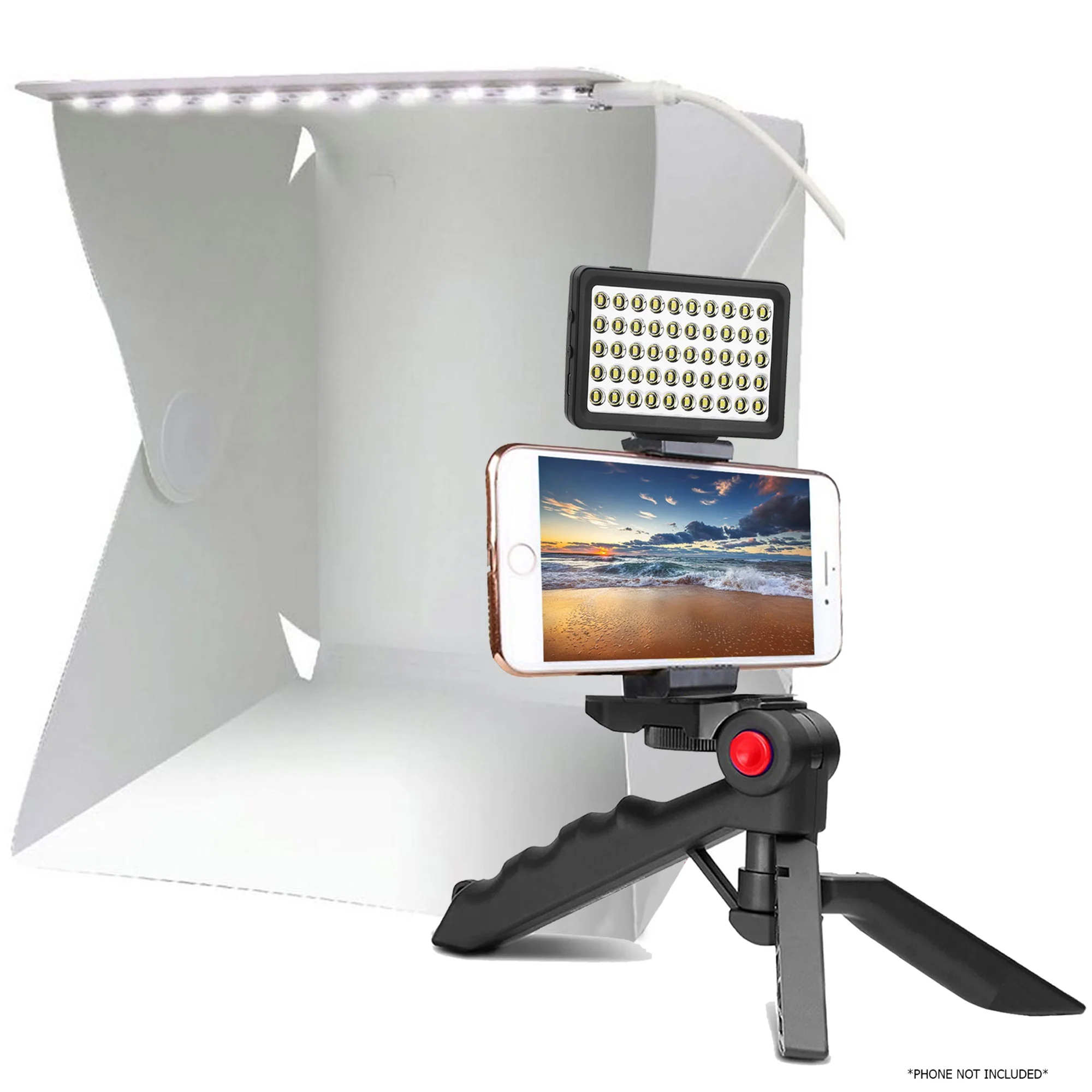 Vivitar Pistol Grip Tripod + LED Video Light & Lightbox For Simple Product Photography - Image 2