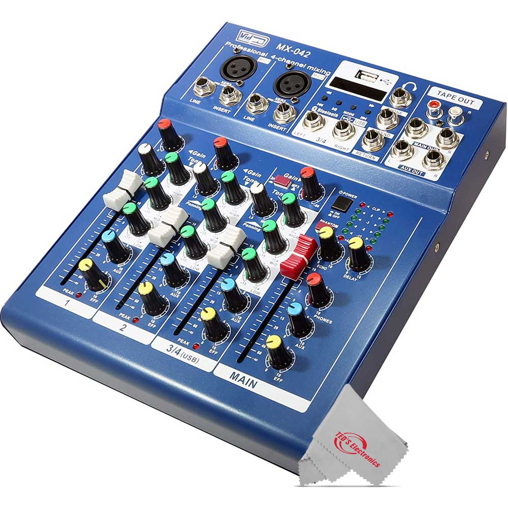 Vidpro MX-042 4-Channel 2-bus Mixer 48V Phantom USB Input - Image 3