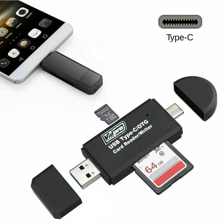 1 Packs  VidPro USB 2.0 Type-C MicroSD and SD Card Reader - Image 2