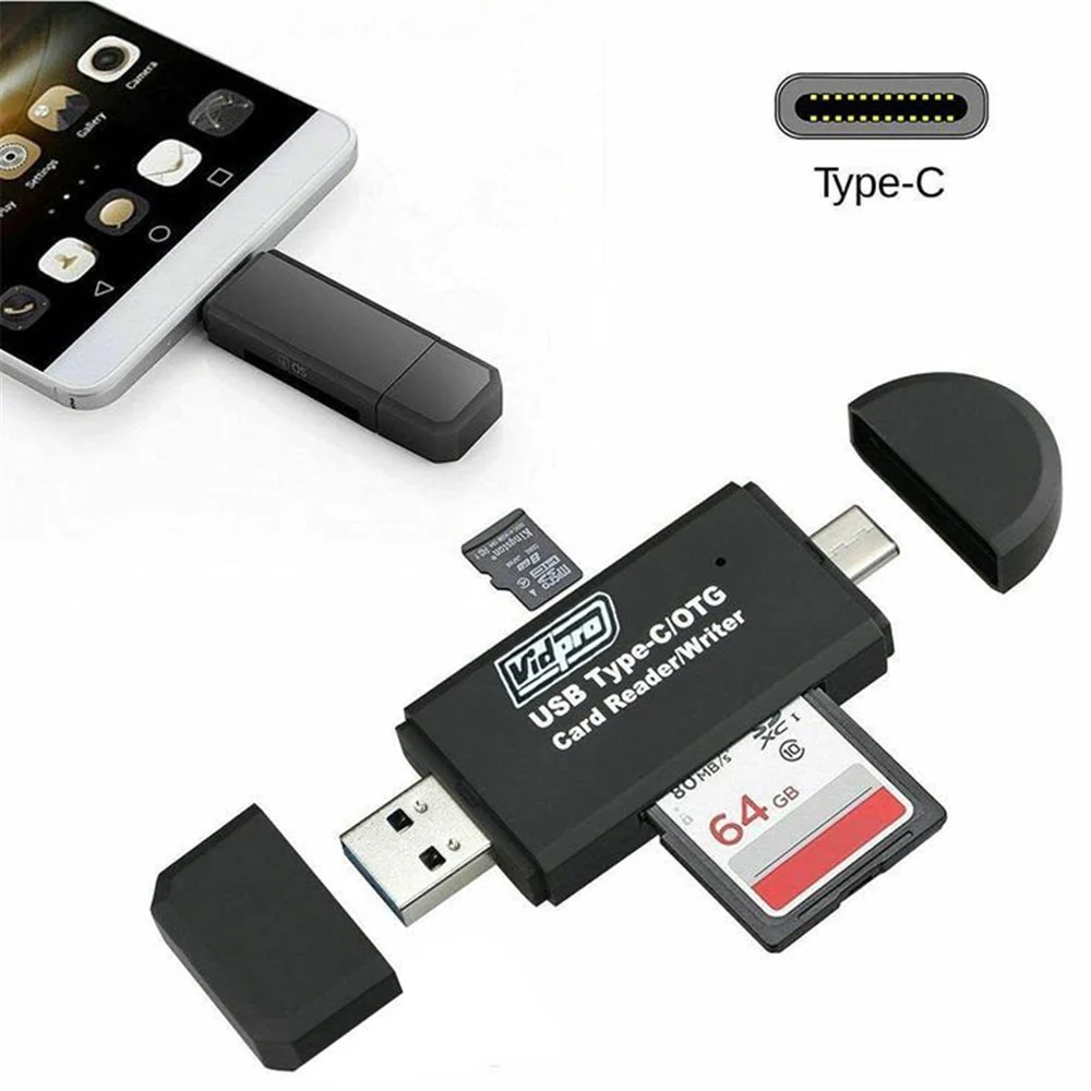 2  Packs VidPro USB 2.0 Type-C MicroSD and SD Card Reader - Image 2