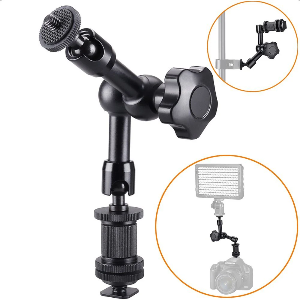 7 Inch Adjustable Articulating Friction Magic Arm for DSLR Camera Rig, LCD Monitor, DV Monitor, LED Lights, Flash Lights, Microphones, Smart Phone and More