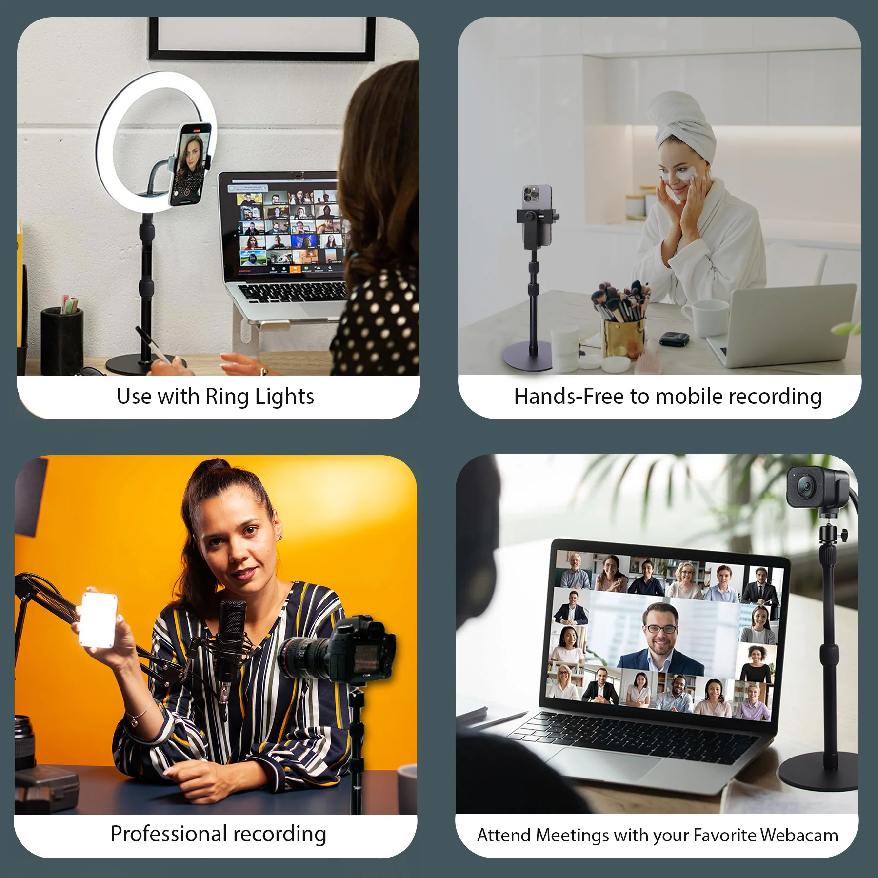 Vidpro ST18 Camera Smartphone Webcam Desktop Stand - 1/4" Screw Mount, 360° Rotatable Ball Head, 8 - 18 Inch Height Adjustable Table Stand for DSLR, Cameras, Phone, Mevo, Webcam, Lights and More - Image 6