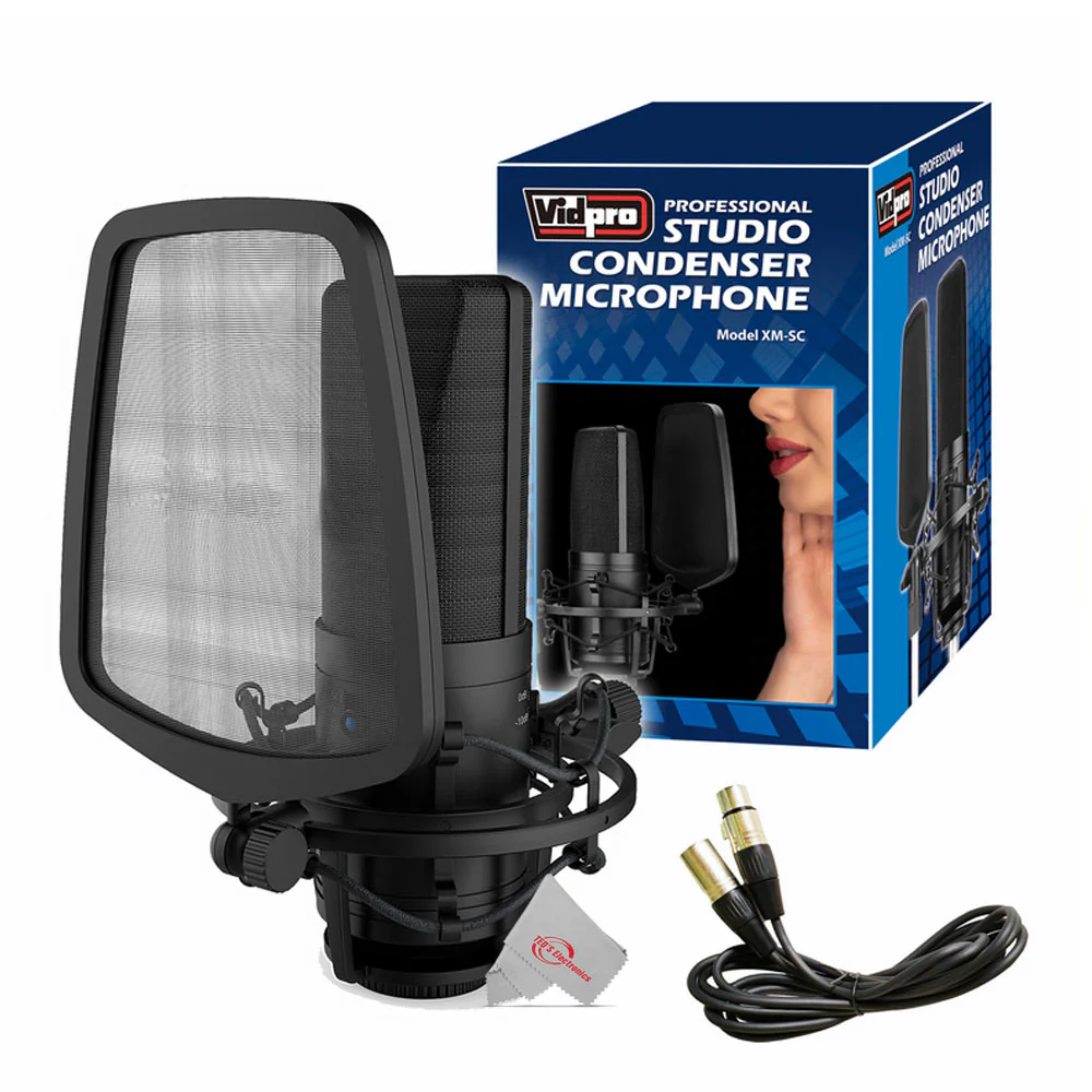 Vidpro XM-SC Professional Studio Recording Cardioid Condenser XLR Microphone with Zoom AMS-22 2x2 USB Audio Interface for Music and Streaming 2 Inputs / 2 Outputs - Image 2