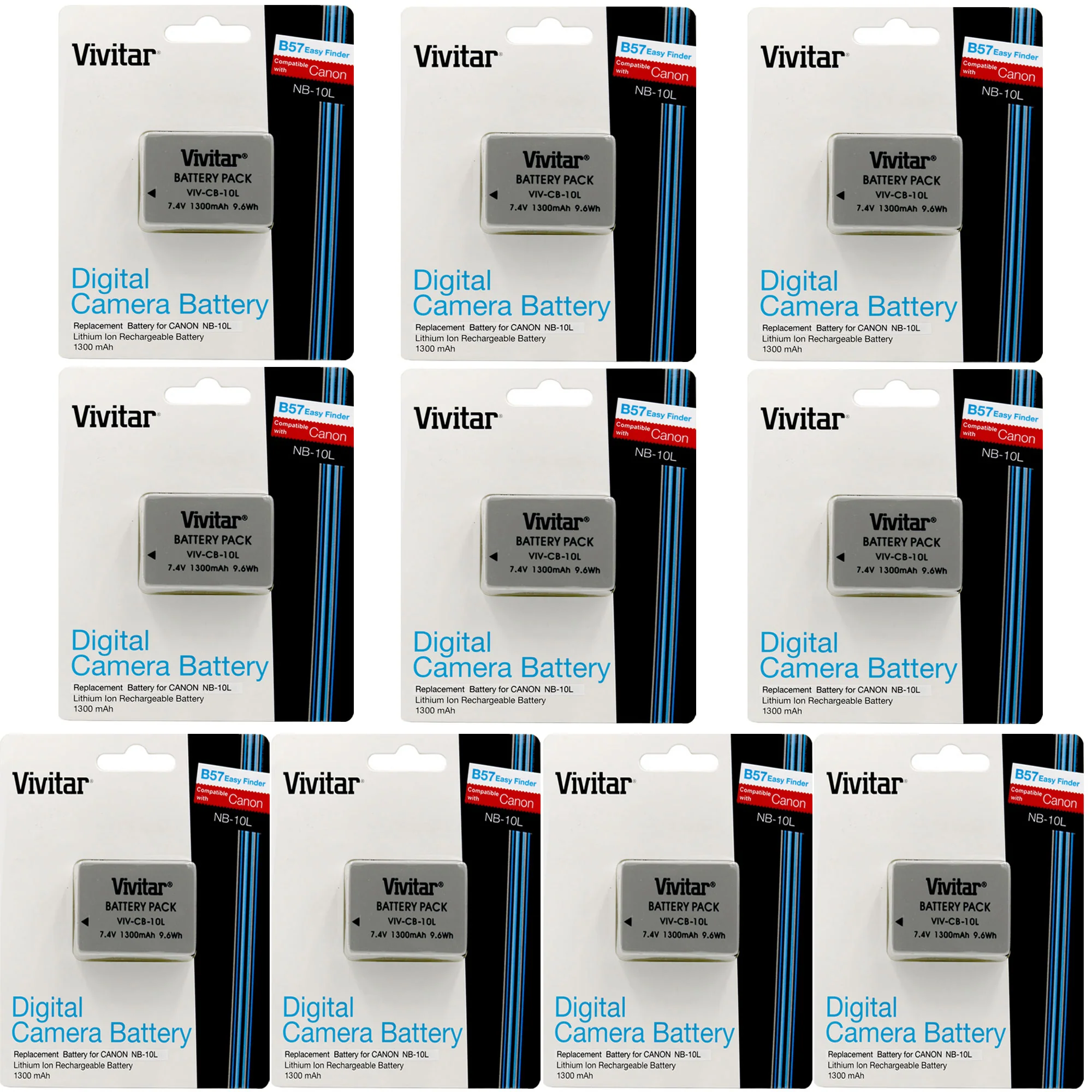 10x Vivitar Replacement Battery for Canon NB-10L