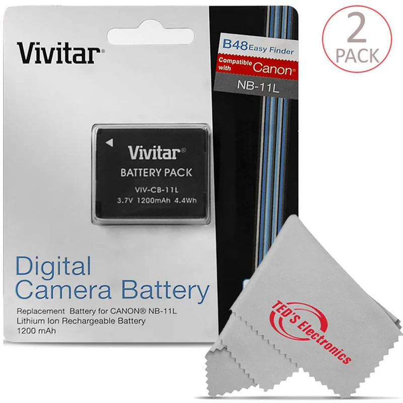 Two VIVITAR VIV-CB-11LH Li-On Battery and Battery Charger for Canon NB-11L/NB-11LH (Canon Powershot SX410 IS, SX400 IS, ELPH 170 IS, 340 HS 320) - Image 2