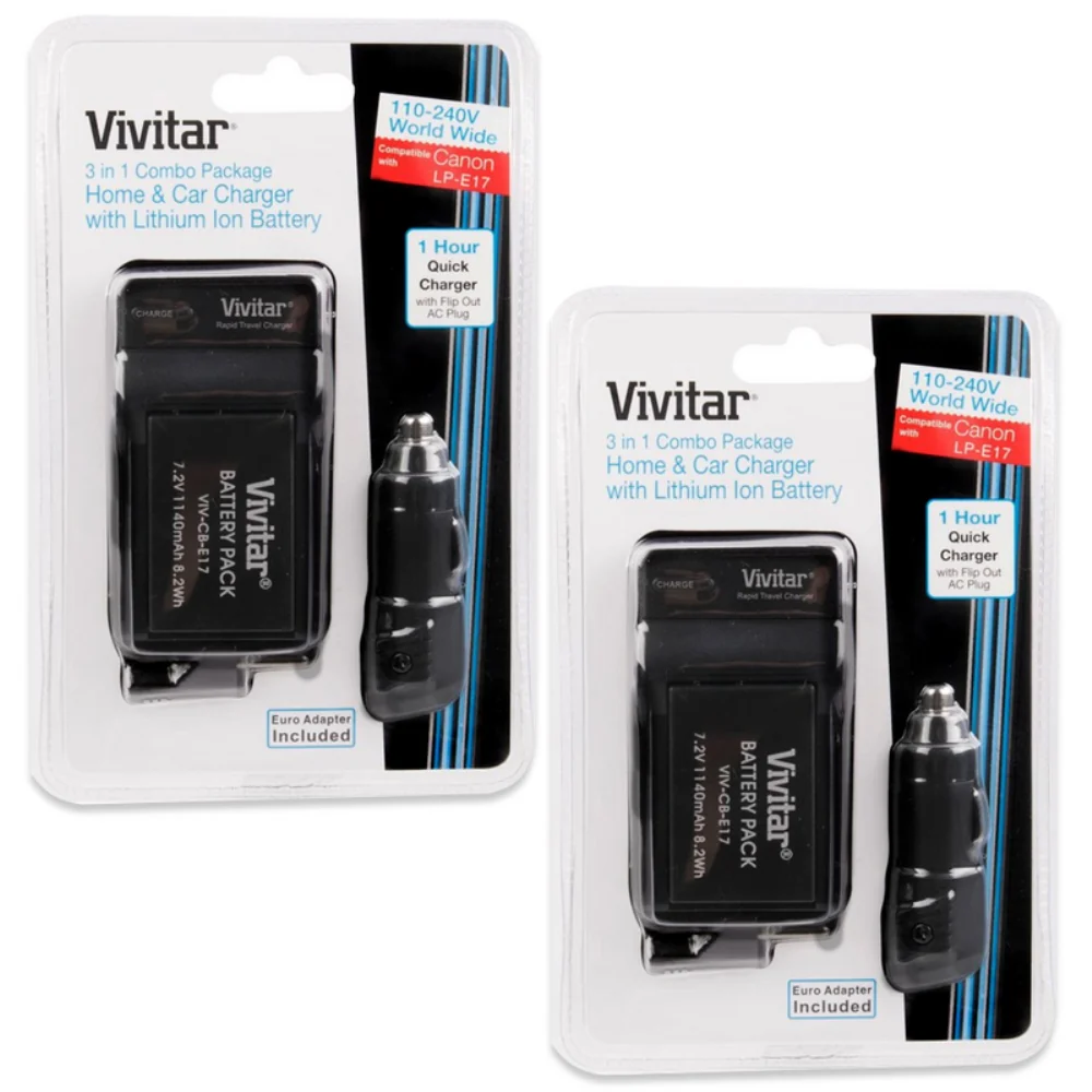 Two Vivitar Rechargeable Replacement Battery Canon LP-E17 + Lens Pen + Dust Blower + 50 Lens Tissue + Monopod + Case - Image 2