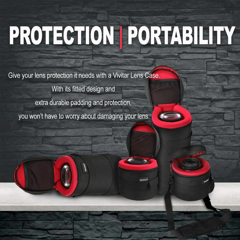 Vivitar Premium Lens Case Well Padded With Belt Loop and Neck Strap - Image 3