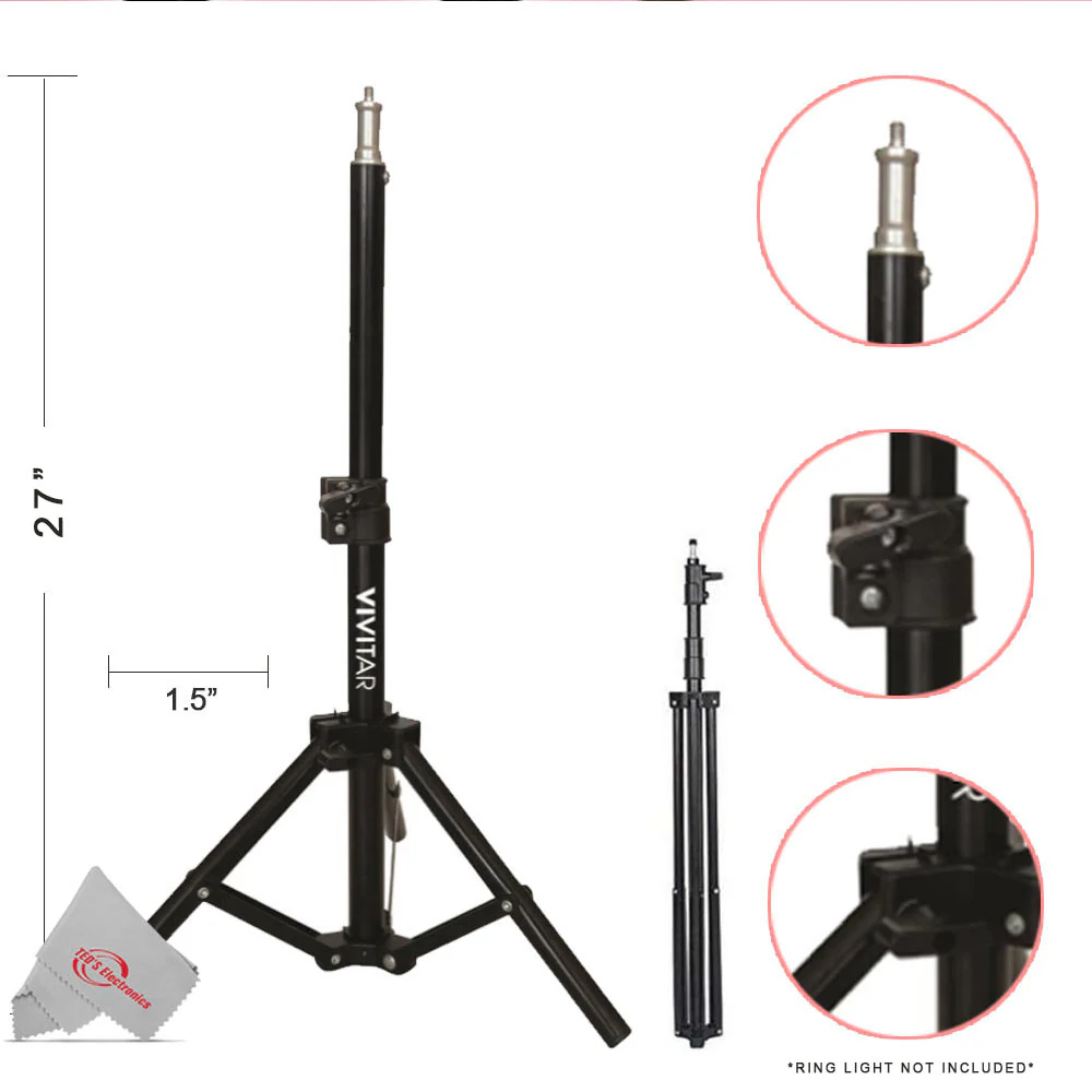 Vivitar Tabletop 27" Adjustable Height Multipurpose Light Stand Solid Locking System with Carrying Case - Image 2