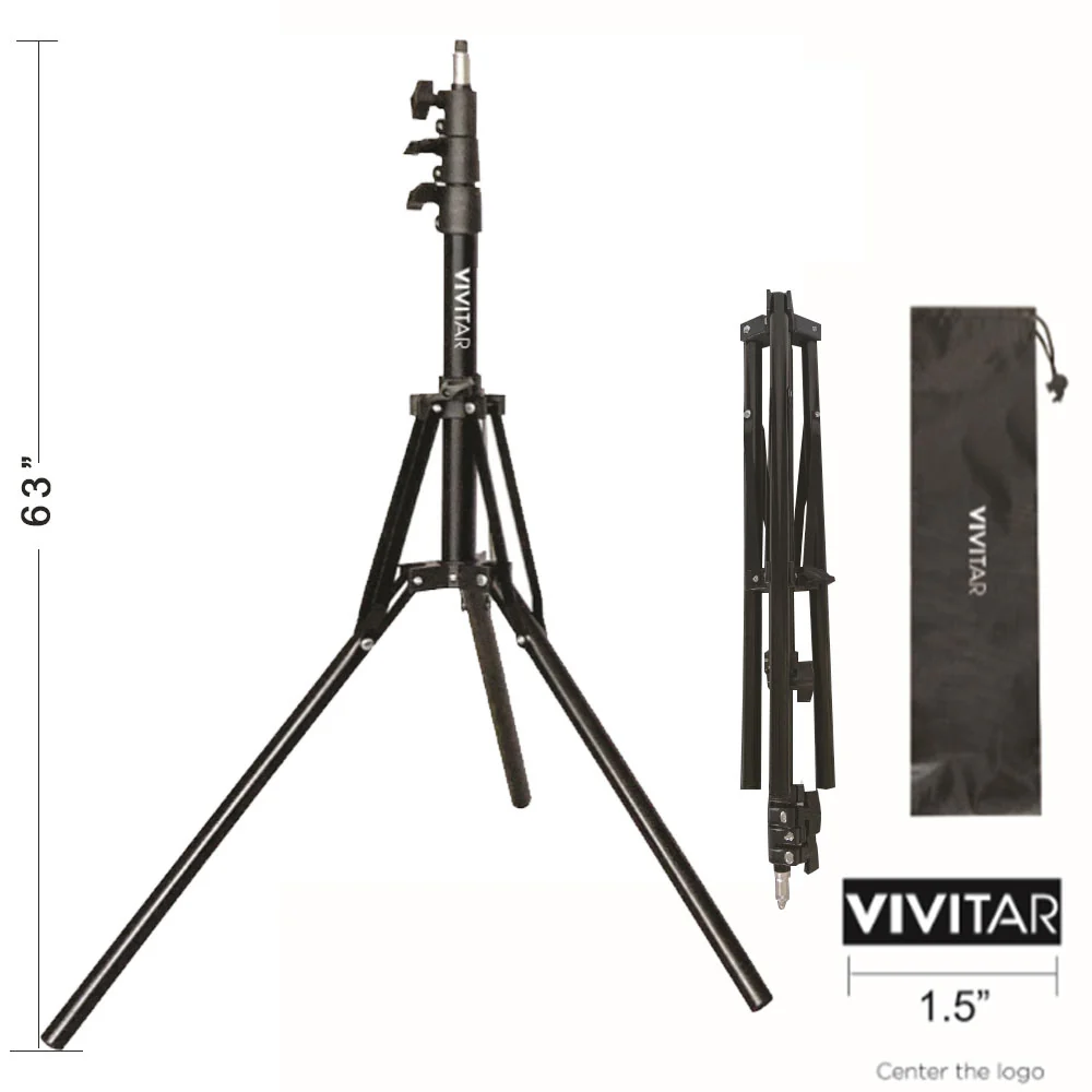 Vivitar Tabletop 63" Adjustable Height Multipurpose Light Stand Solid Locking System with Carrying Case - Image 2