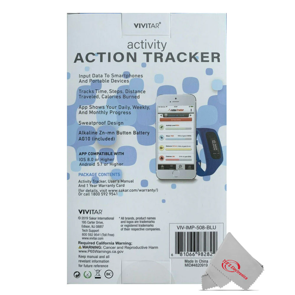 Vivitar Activity Action Tracker Fitness Watch Sweatproof Design iOS Android Compatible Tracks Steps Calories and Distance - Image 6