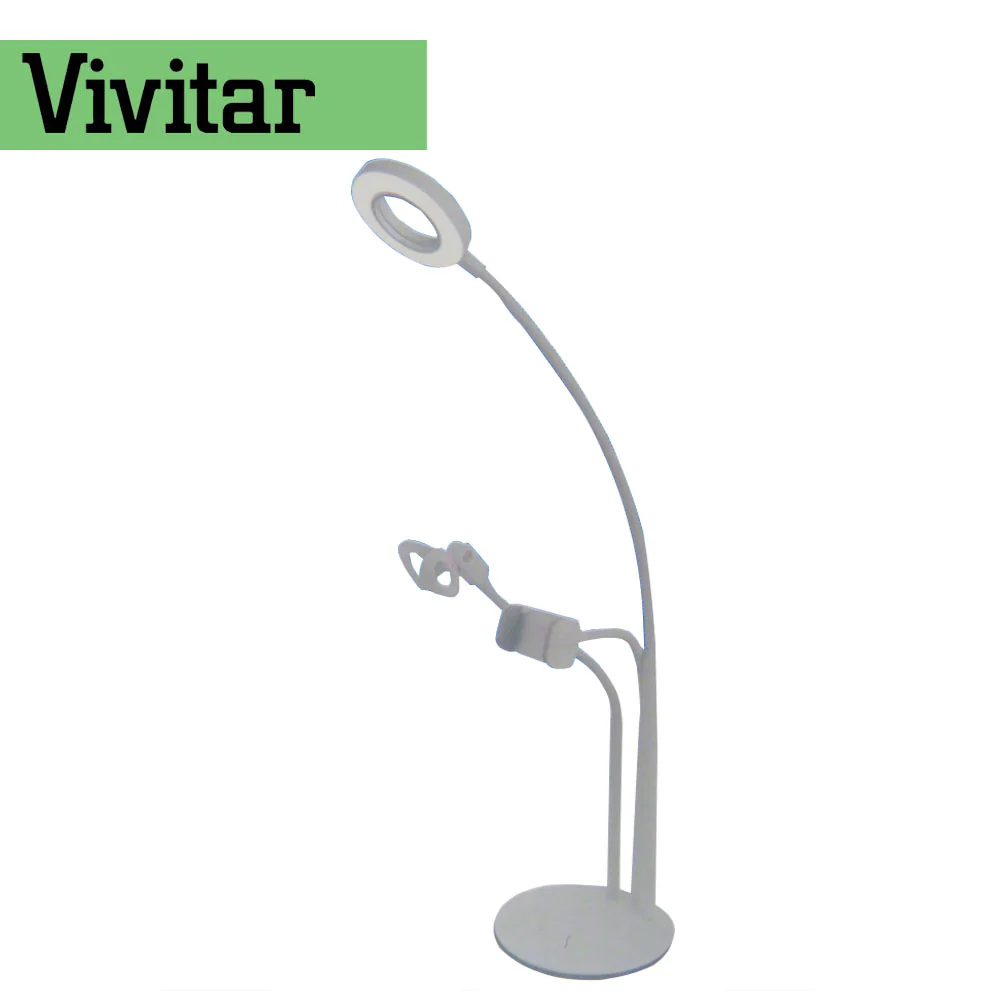 Vivitar Selfie Ring LED Light with Cellphone Stand and Microphone Holder for Vlogging Live Stream Makeup, 3-Light Mode 10-Level Brightness Adjustment - Image 2