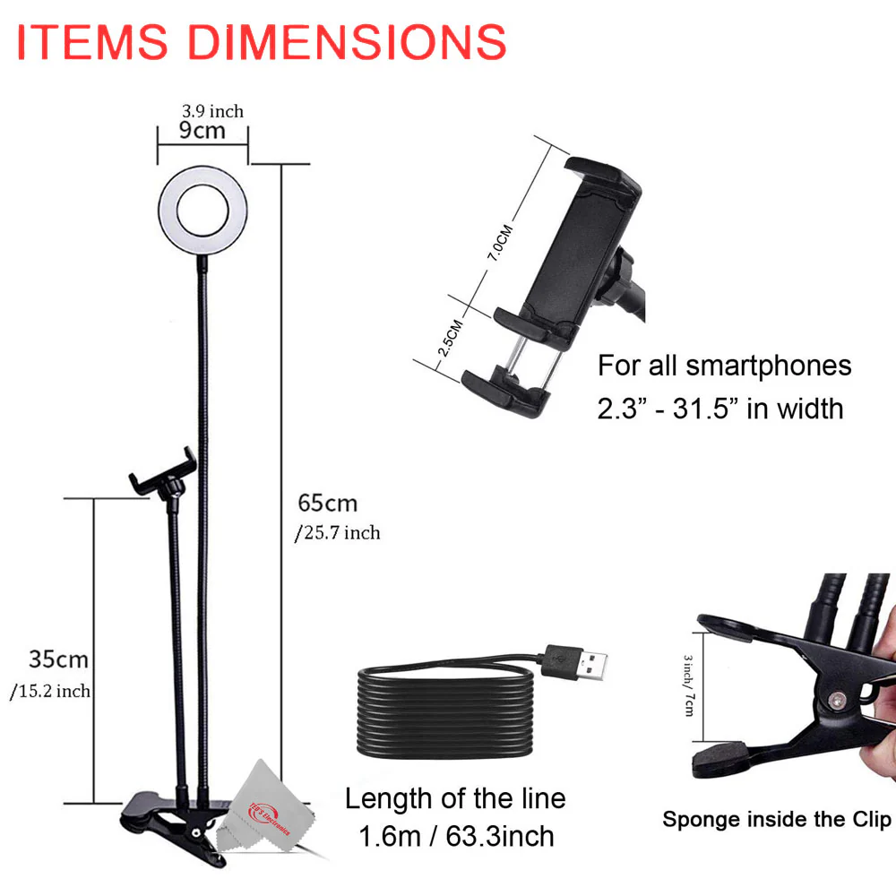 Selfie Ring Light with Cell Phone Holder for Live Stream Makeup,3 Color Modes, 360 ° Flexible Goose neck with Desk Clamp Clip - Image 5