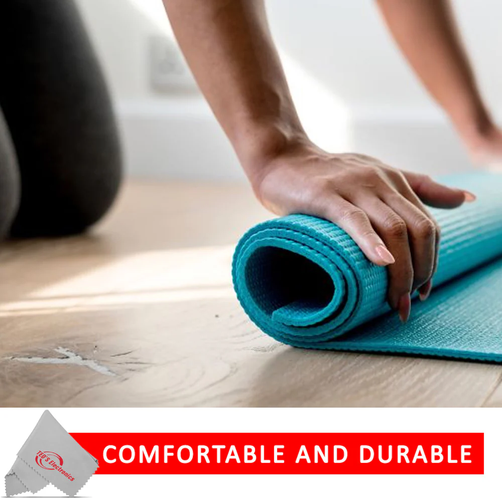 Vivitar PFV8277 5mm  High Density Foam Exercise Roll Up Mat Slip Resistant Surface Teal for Yoga Exercises - Image 3