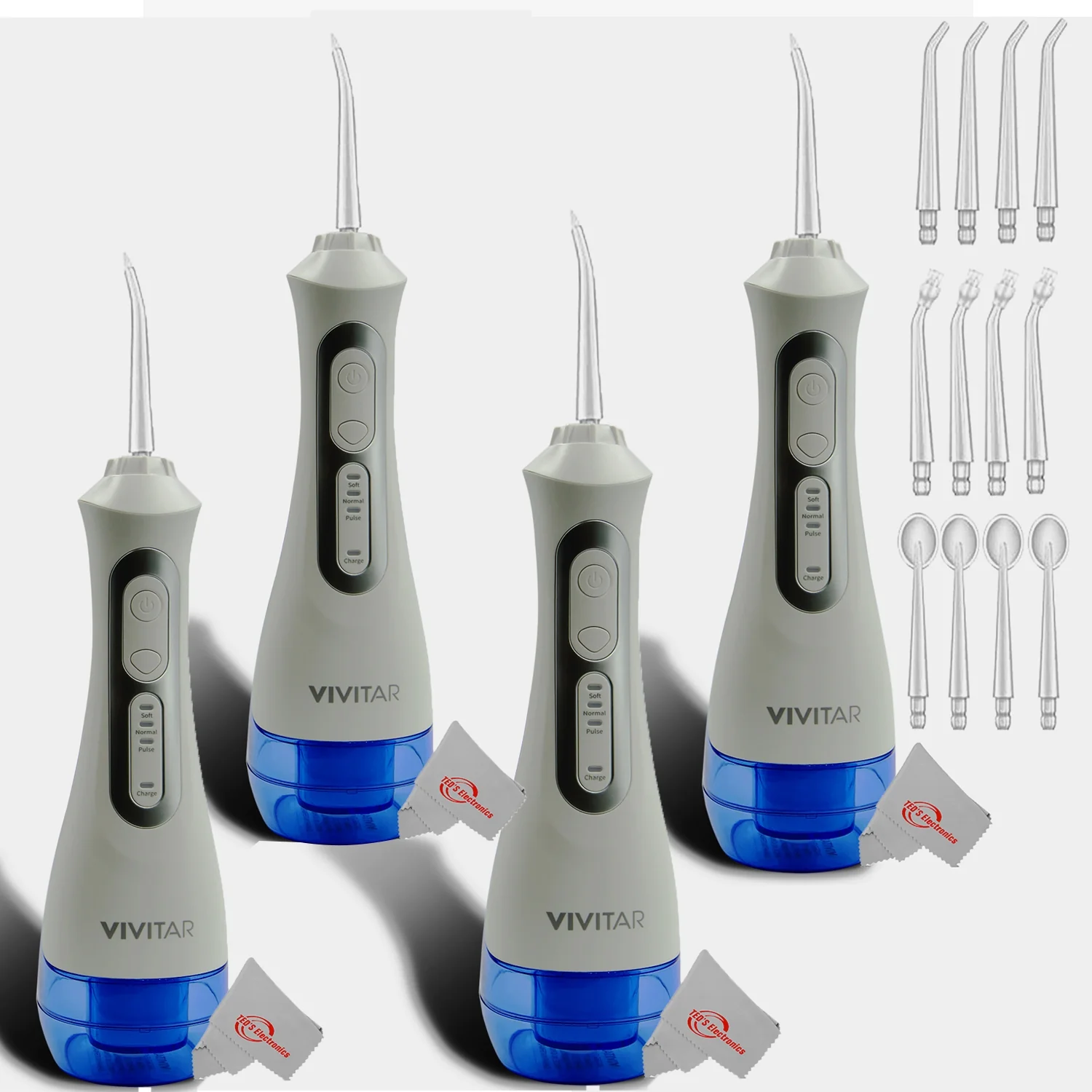 Vivitar Cordless & Rechargeable 360° Water Flosser 3 Modes and Memory Function with Heads Pack of 4 - Image 2