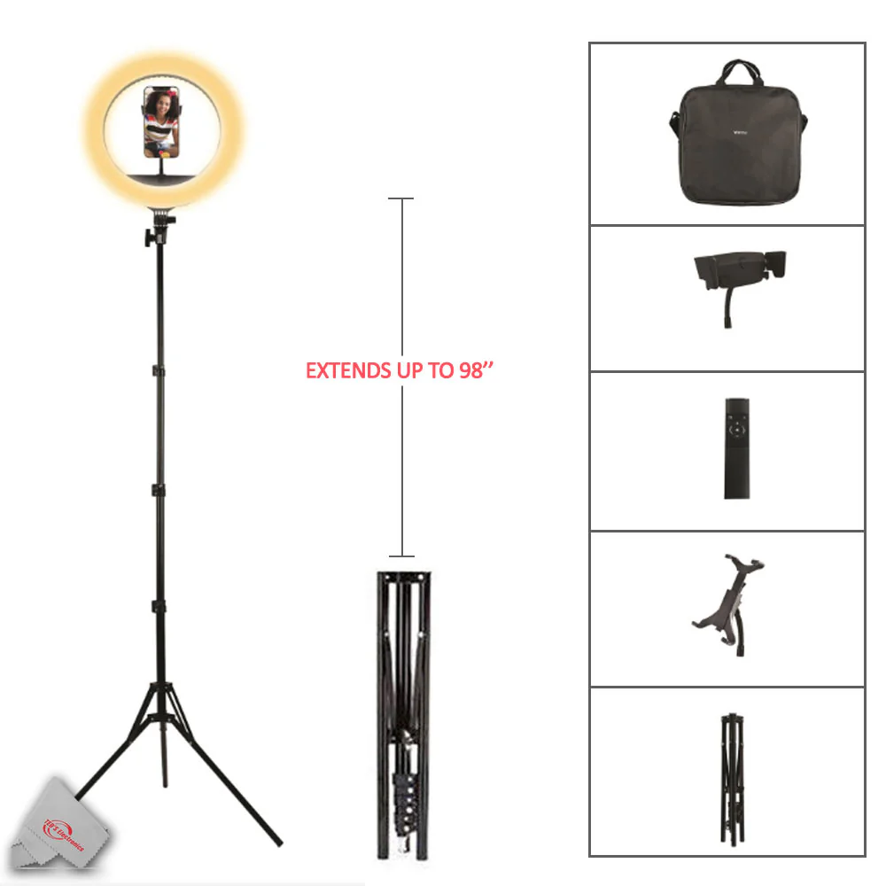 Vivitar Round LED LIGHT 21 Inch Ring Light Dimmable LED with Stand iPhone and Tablet Holder Good for Beauty Facial Make Up Live Stream Camera Smartphone YouTube Video Shooting - Image 2