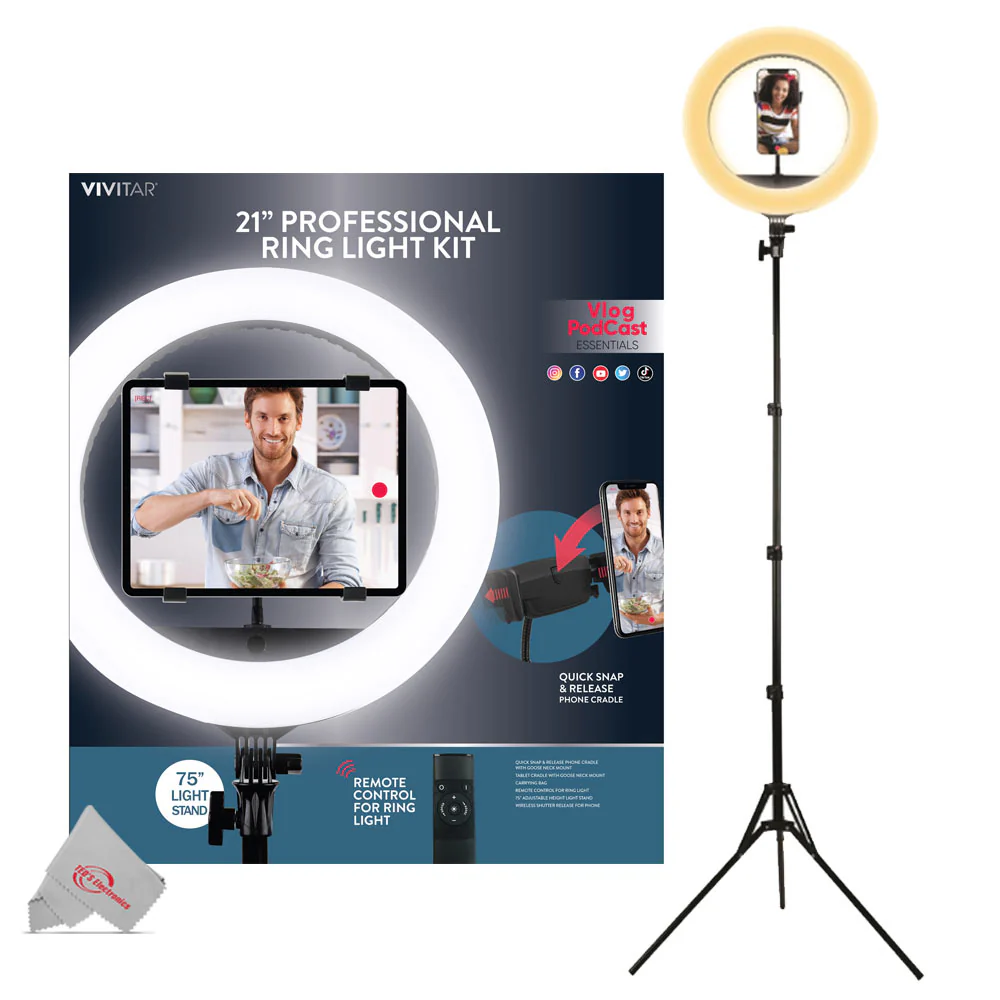 Vivitar Round LED LIGHT 21 Inch Ring Light Dimmable LED with Stand iPhone and Tablet Holder Good for Beauty Facial Make Up Live Stream Camera Smartphone YouTube Video Shooting - Image 5